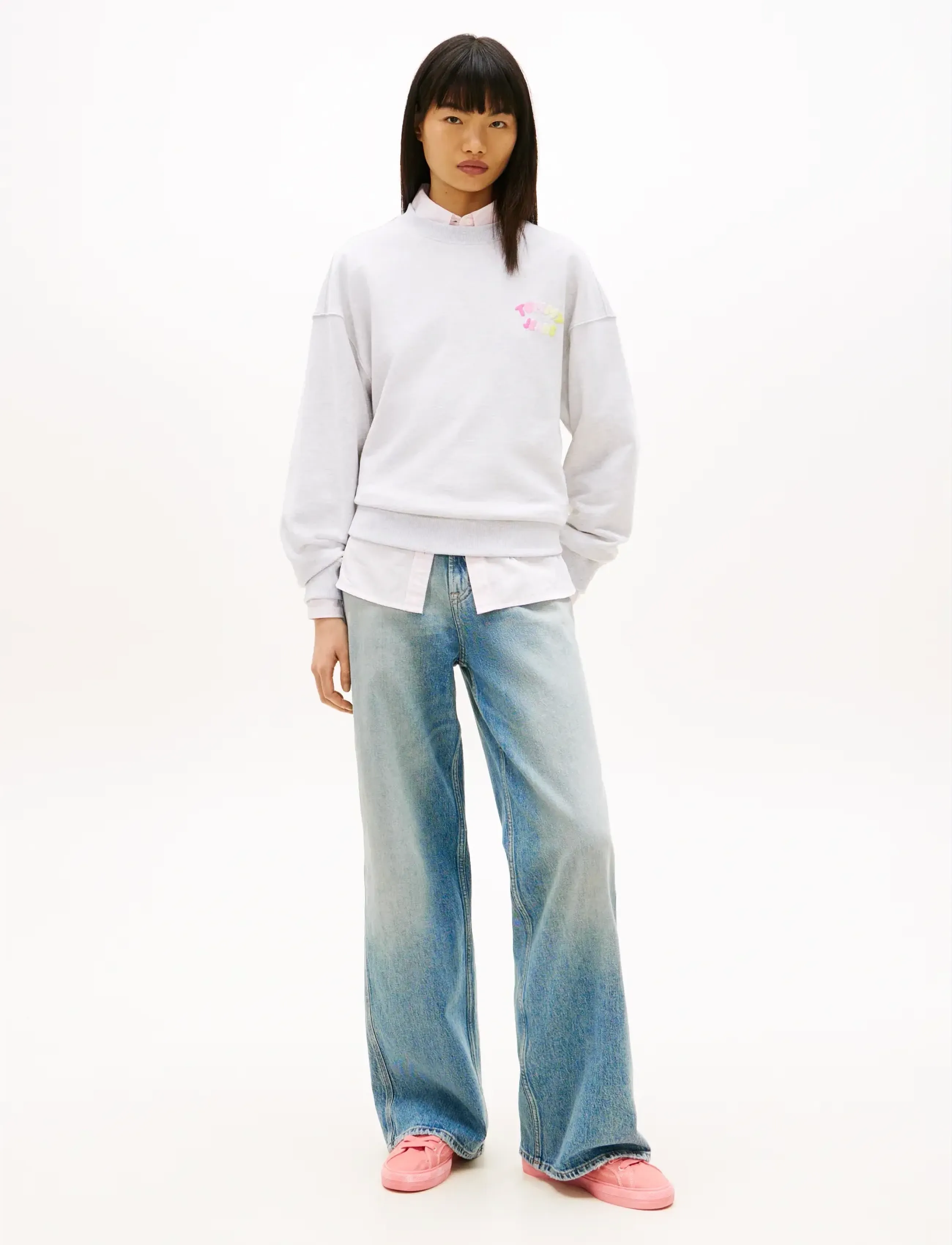 Tommy Jeans - TJW BXY COLOR BUBBLE CREW EXT - hverdags stil - ice grey heather - 3