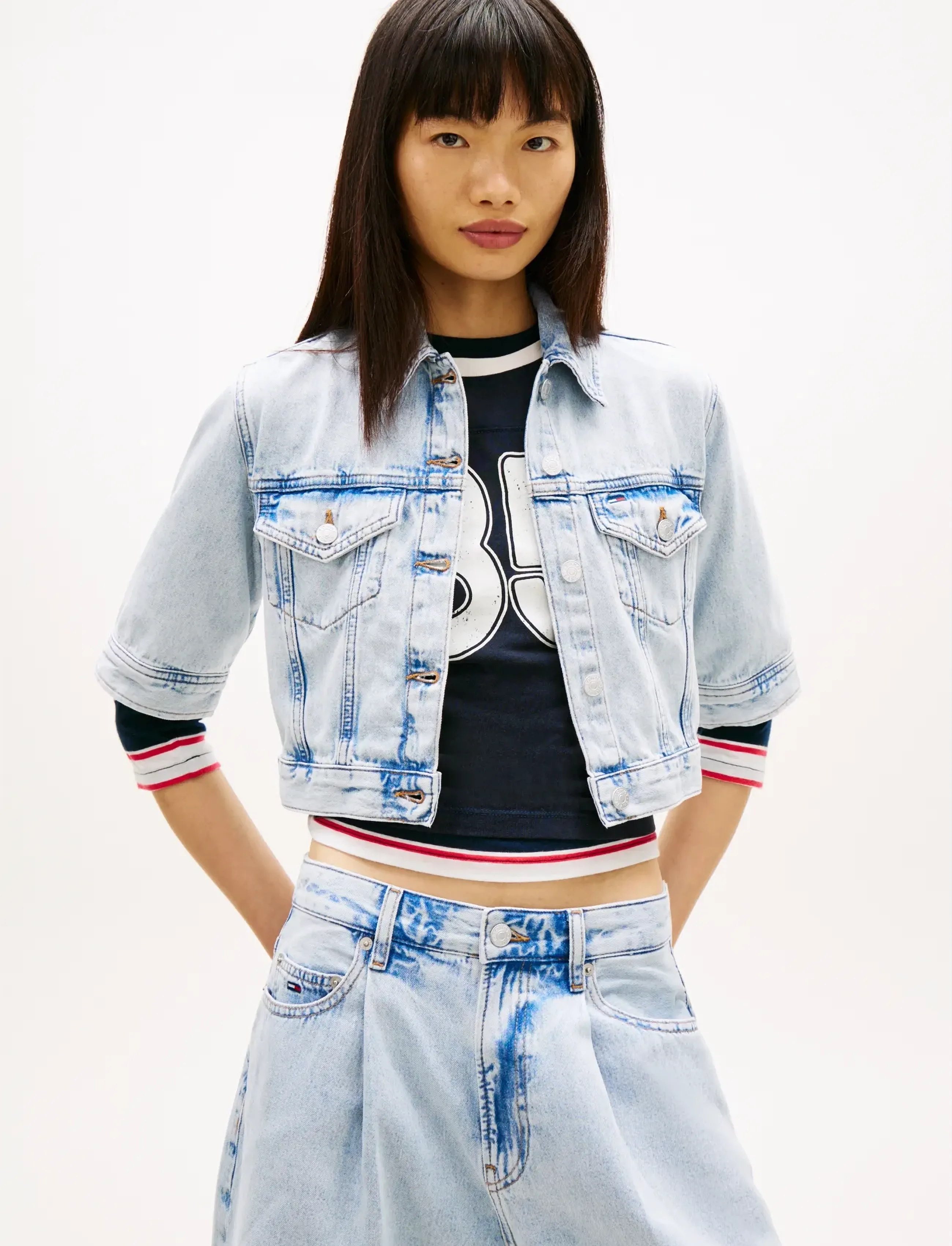 Tommy Jeans CROPPED TRUCKER BJ6014 - Tommy Jeans - DENIM LIGHT / blue
