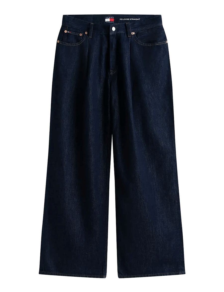 Tommy Jeans - MID RISE LOOSE STR PLEAT BJ4054 - hosen mit weitem bein - denim dark - 1