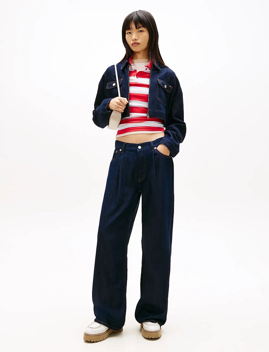 Tommy Jeans - MID RISE LOOSE STR PLEAT BJ4054 - hosen mit weitem bein - denim dark - 3