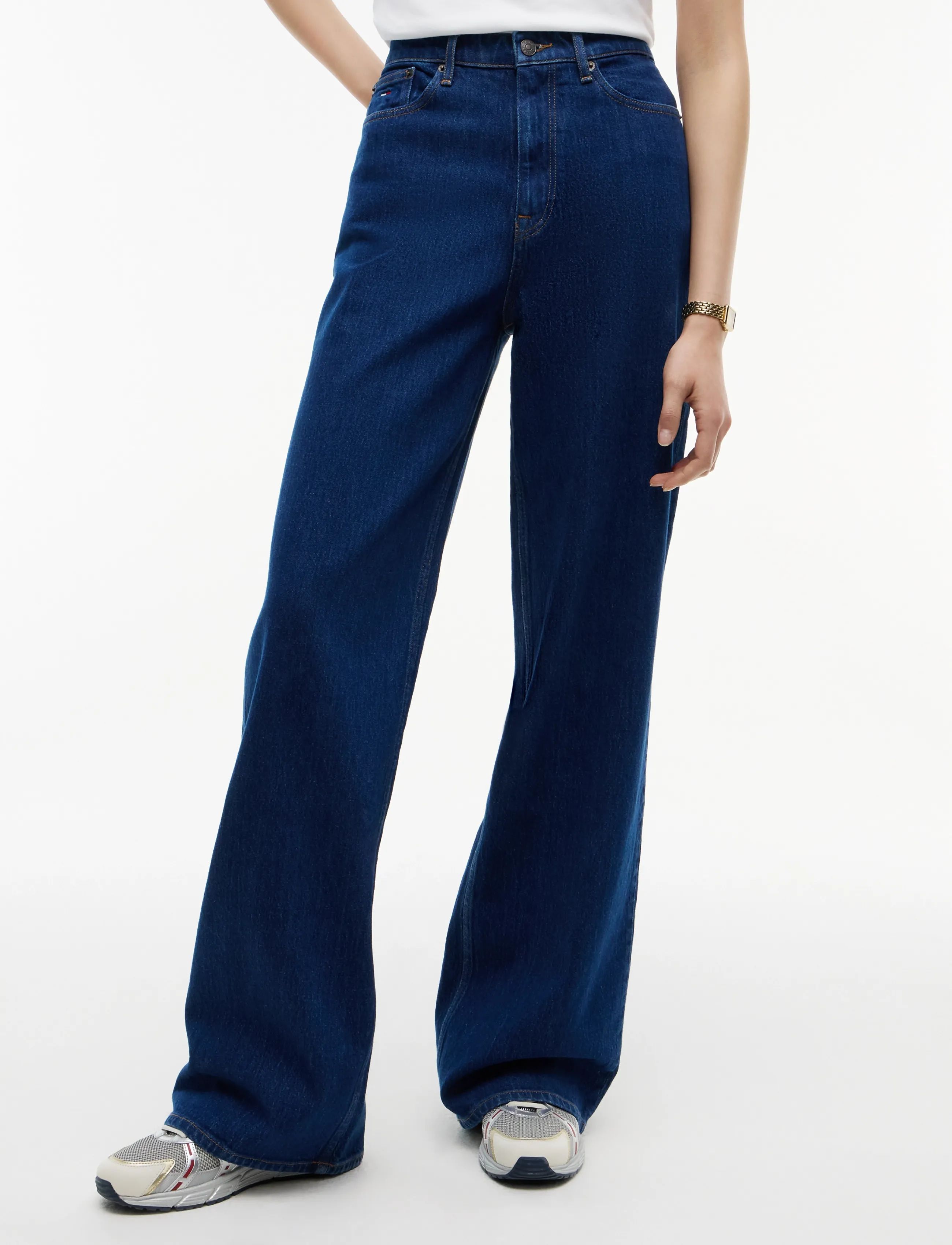 Tommy Jeans CLAIRE HIGH RISE WIDE AI4159 - Sirged teksad - DENIM DARK / navy