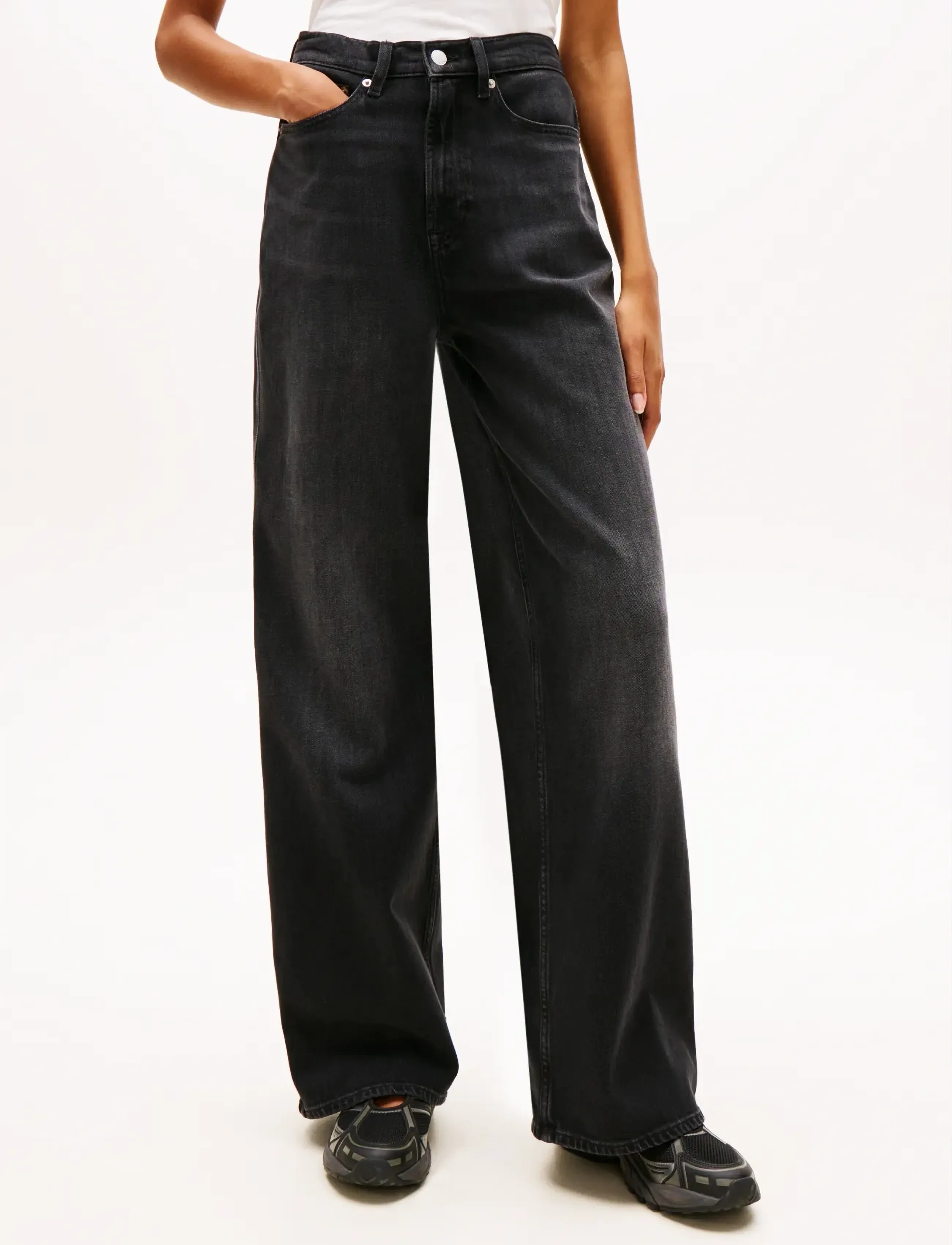 Tommy Jeans CLAIRE HR WD BI5181 - Püksid - DENIM BLACK / black