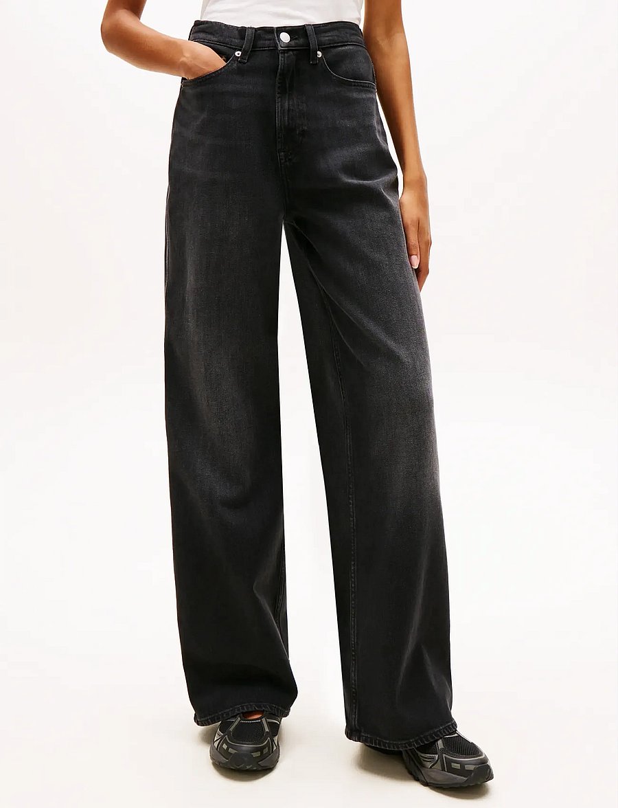 Tommy Jeans - CLAIRE HR WD BI5181 - pantalons larges - denim black - 0