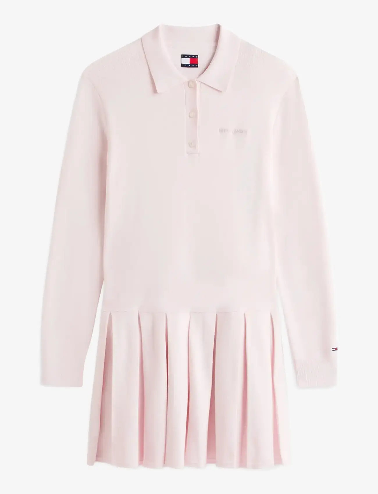 Tommy Jeans - TJW SCRIPT PLEATED SWEATER DRESS - korte kjoler - light pink - 1