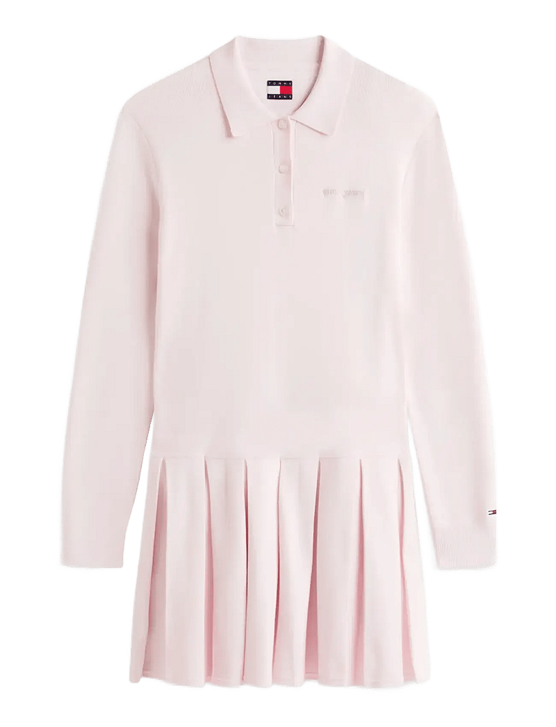 Tommy Jeans - TJW SCRIPT PLEATED SWEATER DRESS - korte kjoler - light pink - 1
