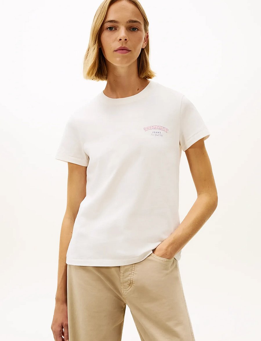 Tommy Jeans - TJW REG DOLLAR STACK TEE EXT - t-shirts - ancient white - 0