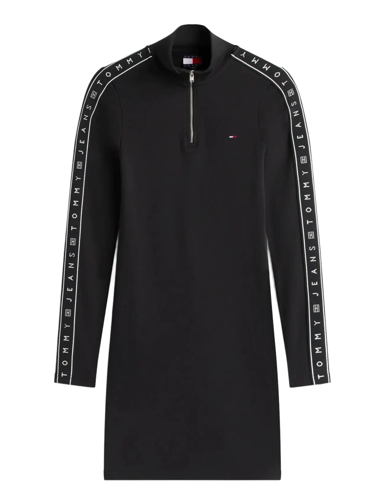Tommy Jeans TJW 1/4ZIP TAPE DRESS - Stramme kjoler - BLACK / black