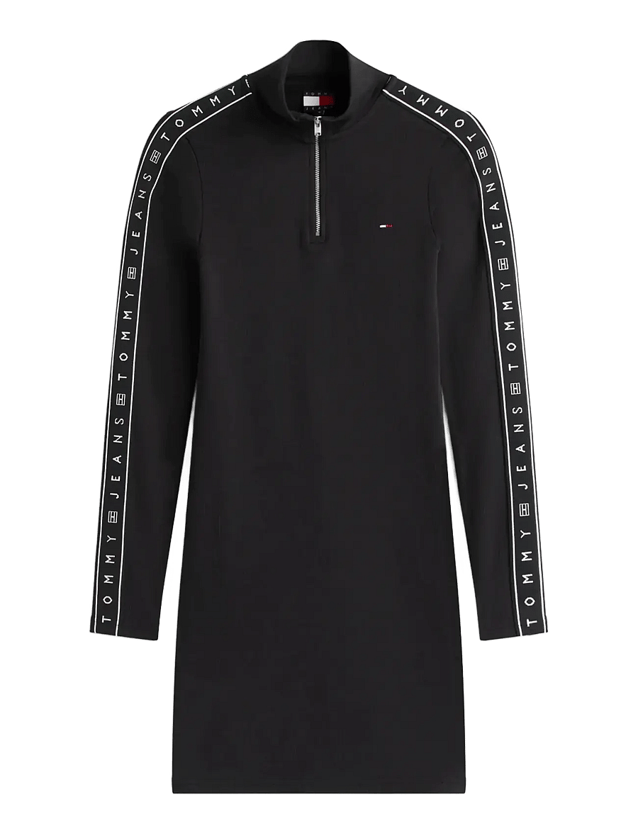 Tommy Jeans - TJW 1/4ZIP TAPE DRESS - stramme kjoler - black - 1