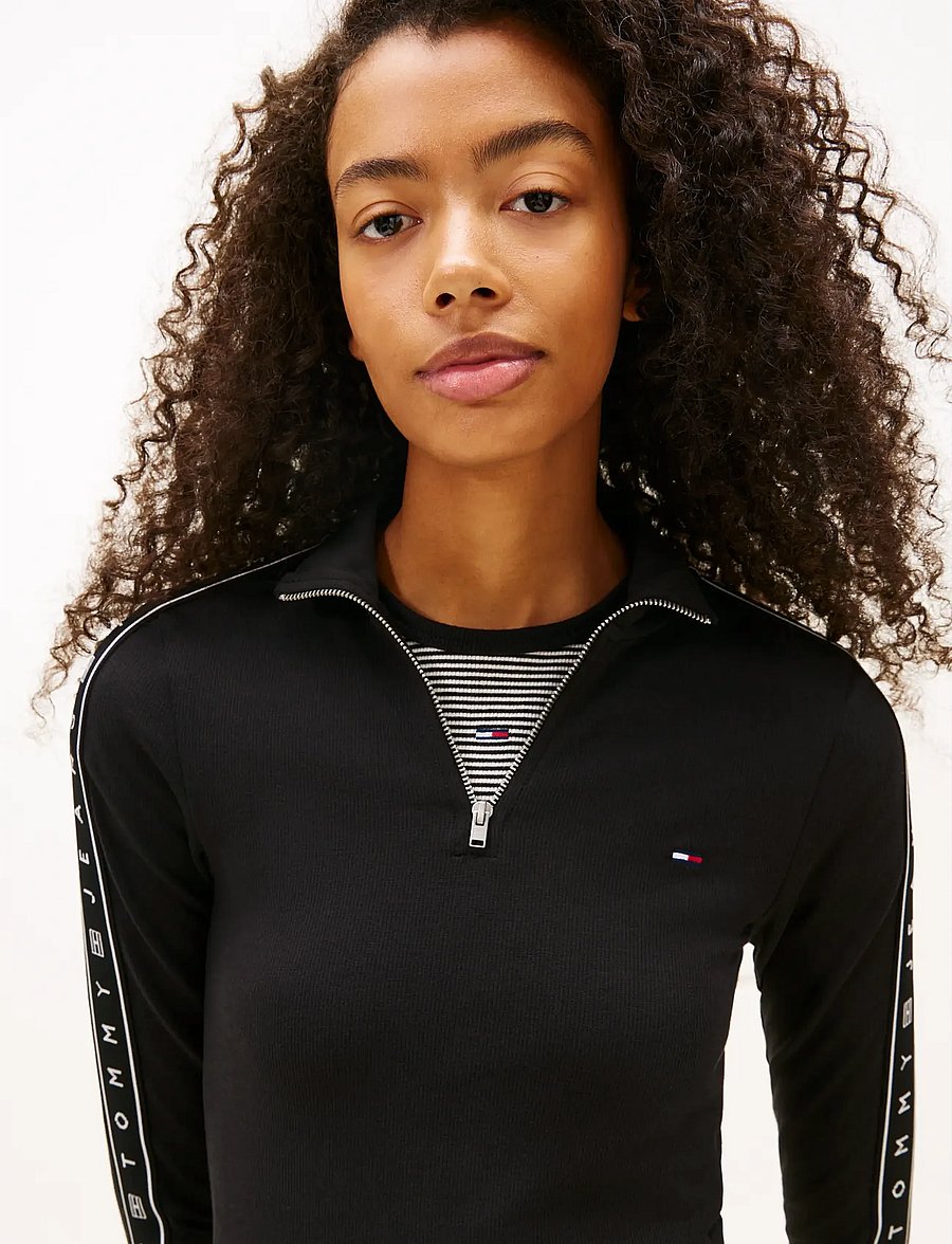 Tommy Jeans - TJW 1/4ZIP TAPE DRESS - stramme kjoler - black - 3