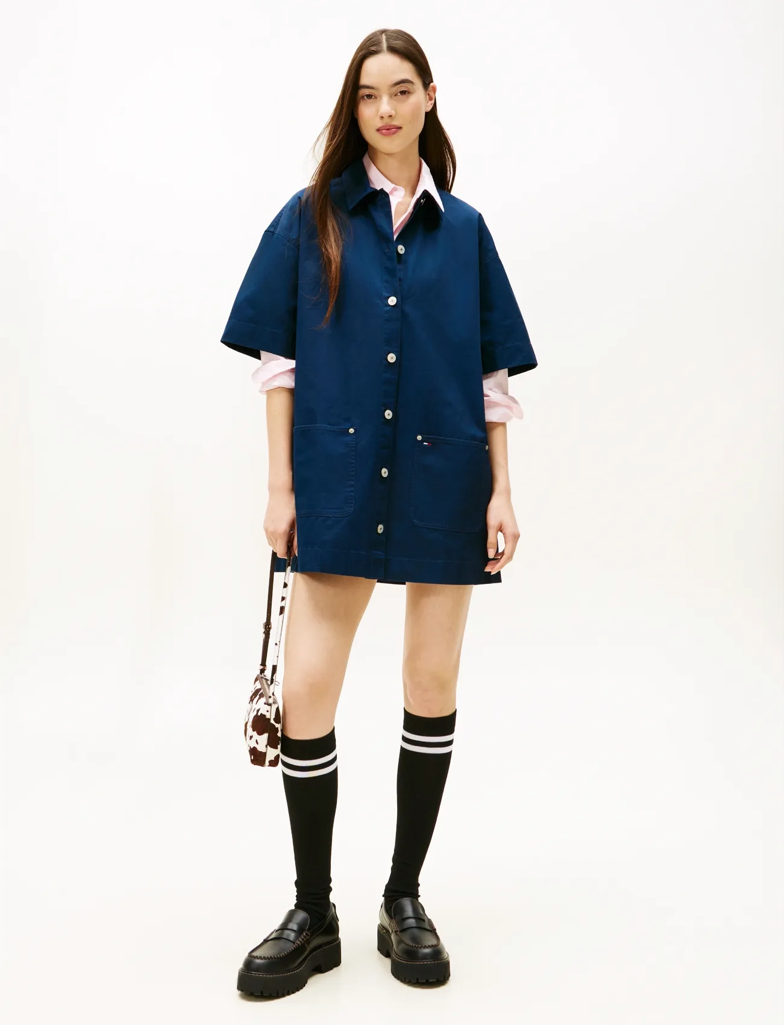 Tommy Jeans Tjw Pocket Mini Shirt Dress Ext, M, Dresses, Blau - Short Dress, Frauen