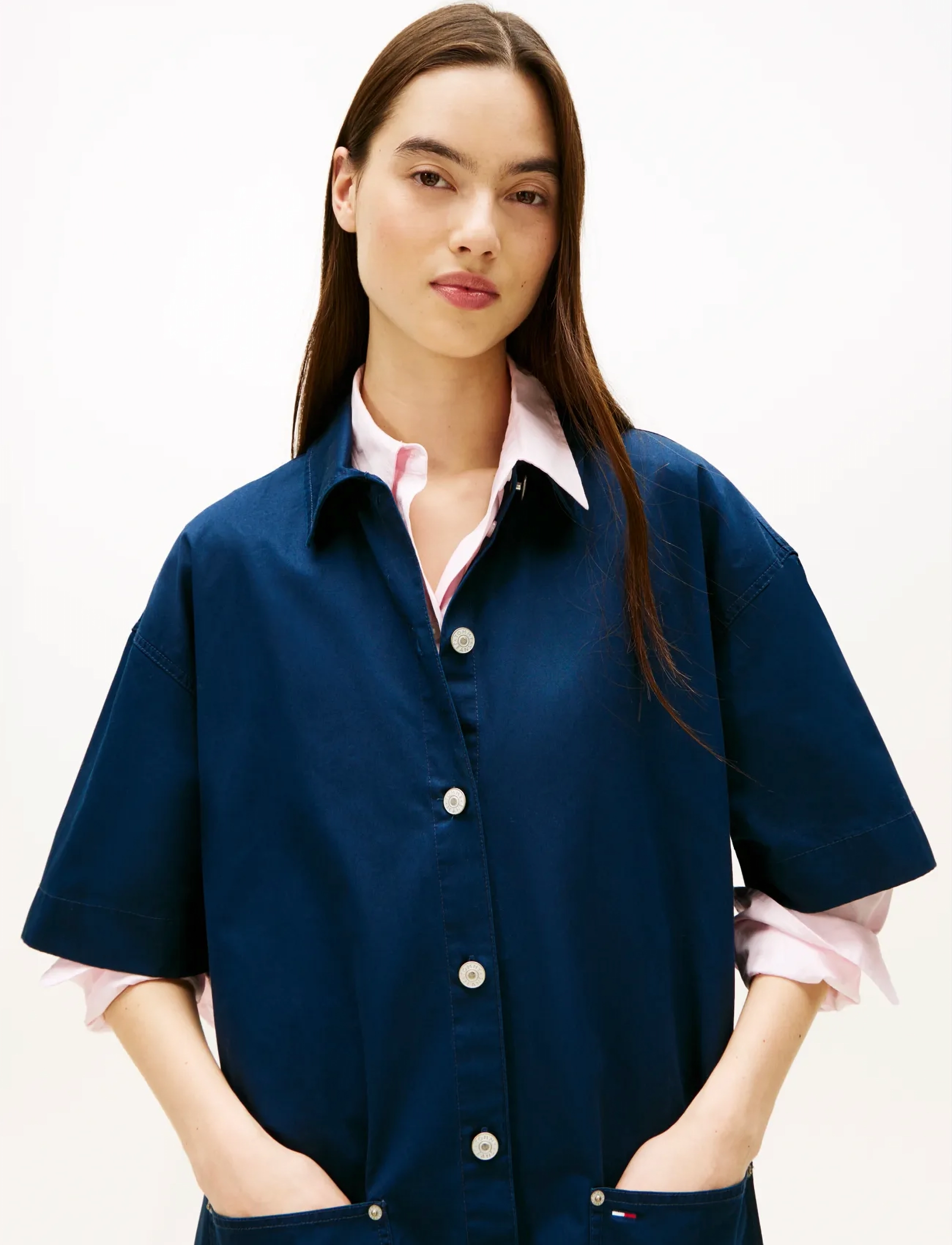 Tommy Jeans - TJW POCKET MINI SHIRT DRESS EXT - särkkleidid - dark night navy - 2