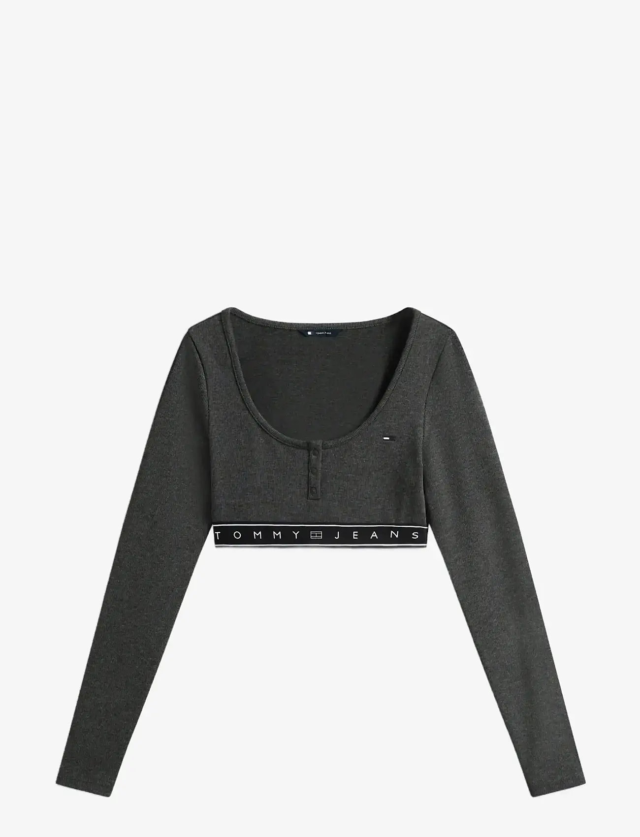 Tommy Jeans - TJW SP CRP TAPE LS RIB TEE - crop tops - dark grey heather - 1