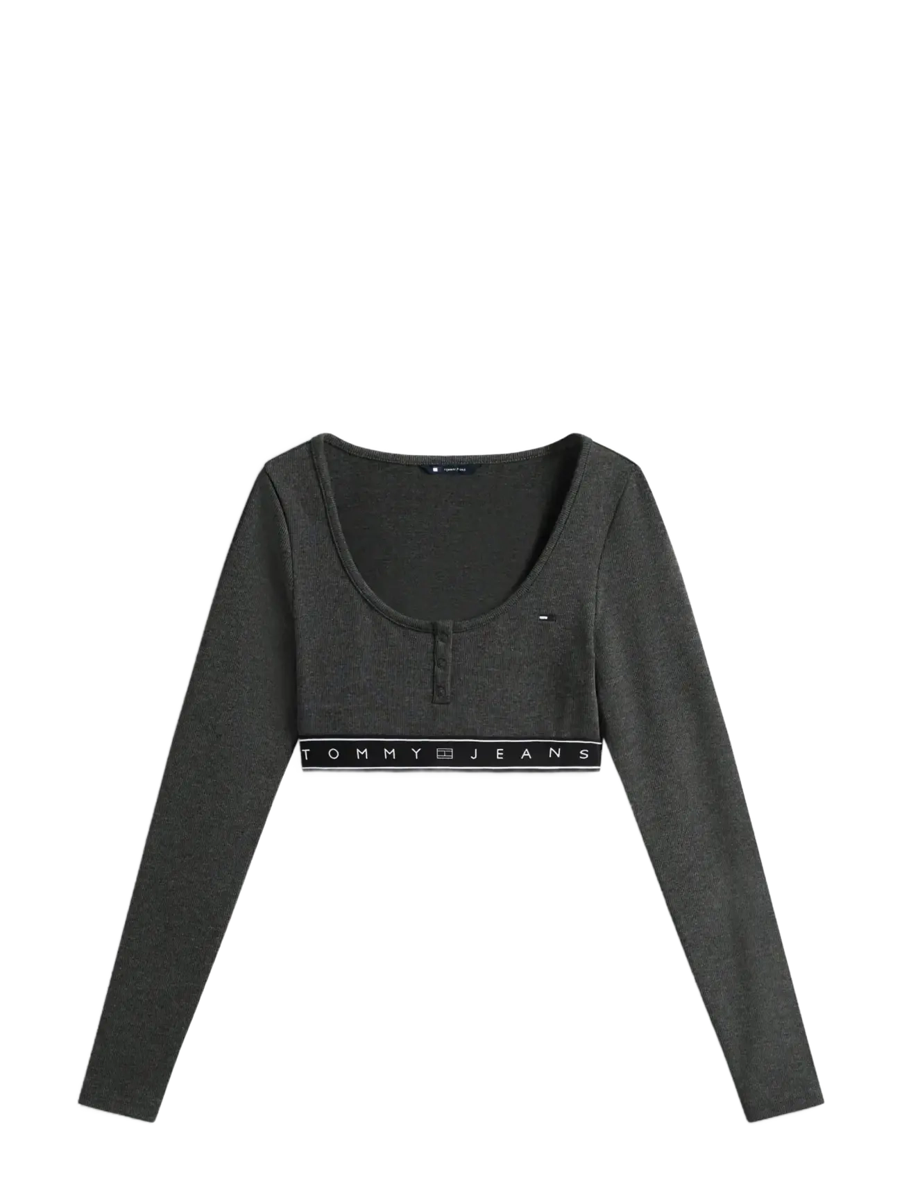 Tommy Jeans TJW SP CRP TAPE LS RIB TEE - Crop tops - DARK GREY HEATHER / grey