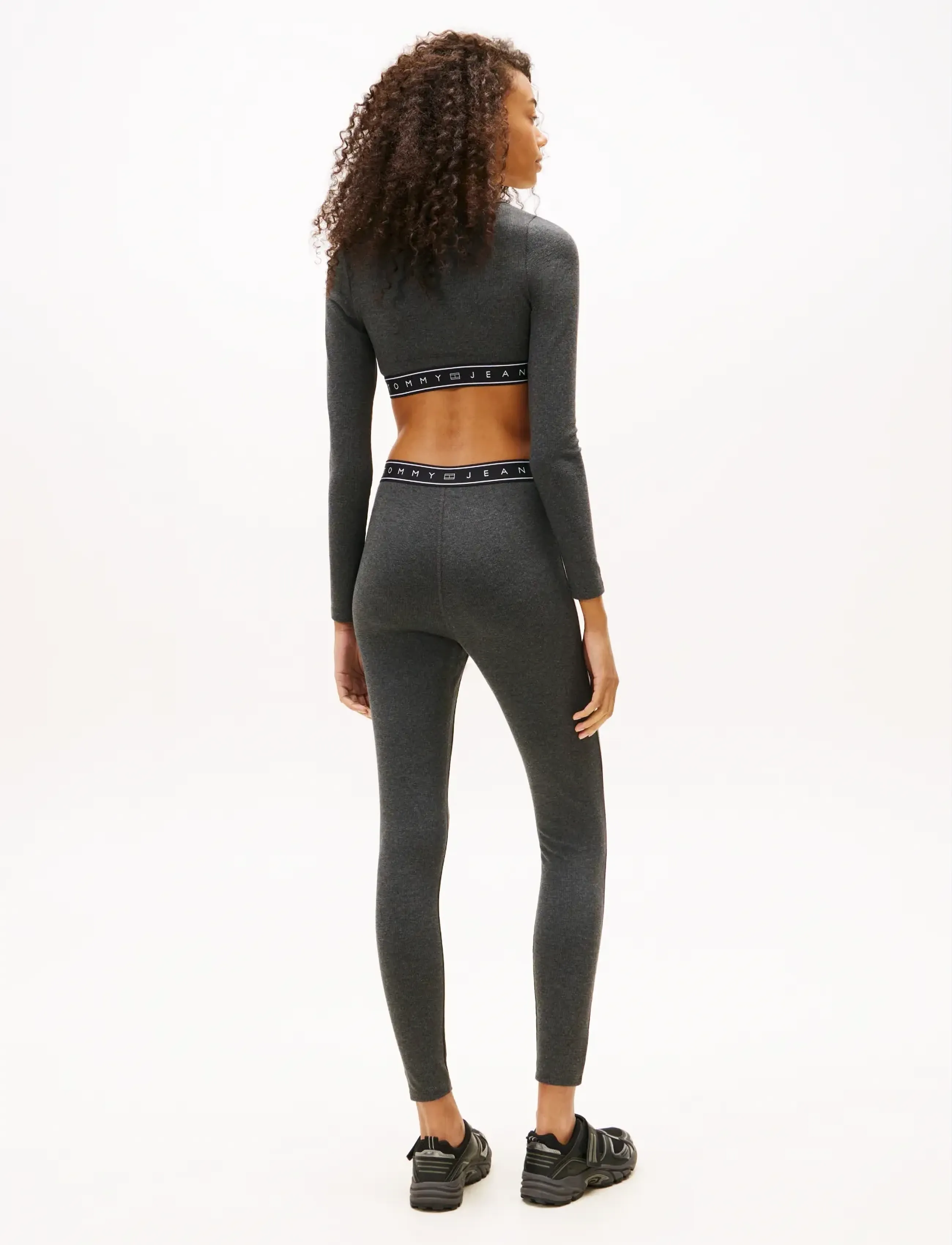 Tommy Jeans - TJW SP CRP TAPE LS RIB TEE - crop tops - dark grey heather - 2