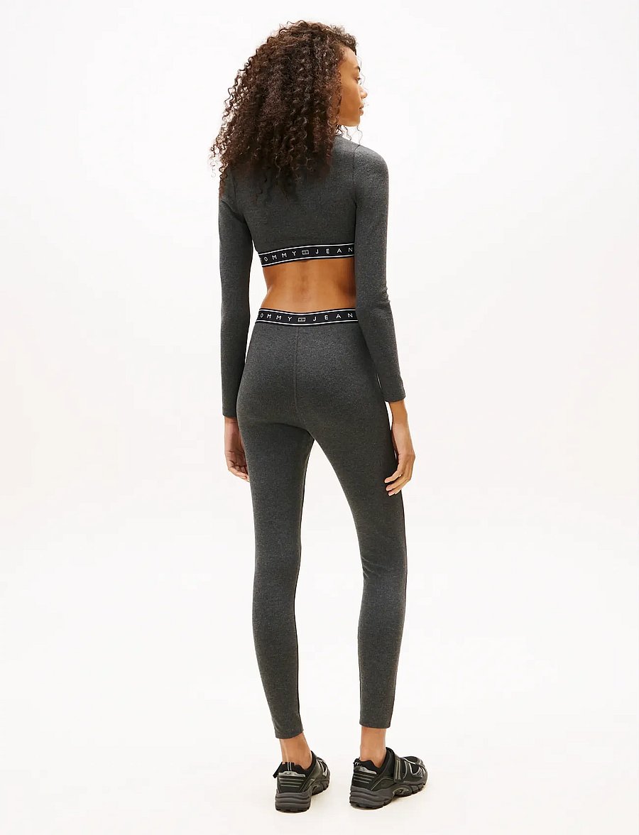 Tommy Jeans - TJW SP CRP TAPE LS RIB TEE - crop tops - dark grey heather - 2