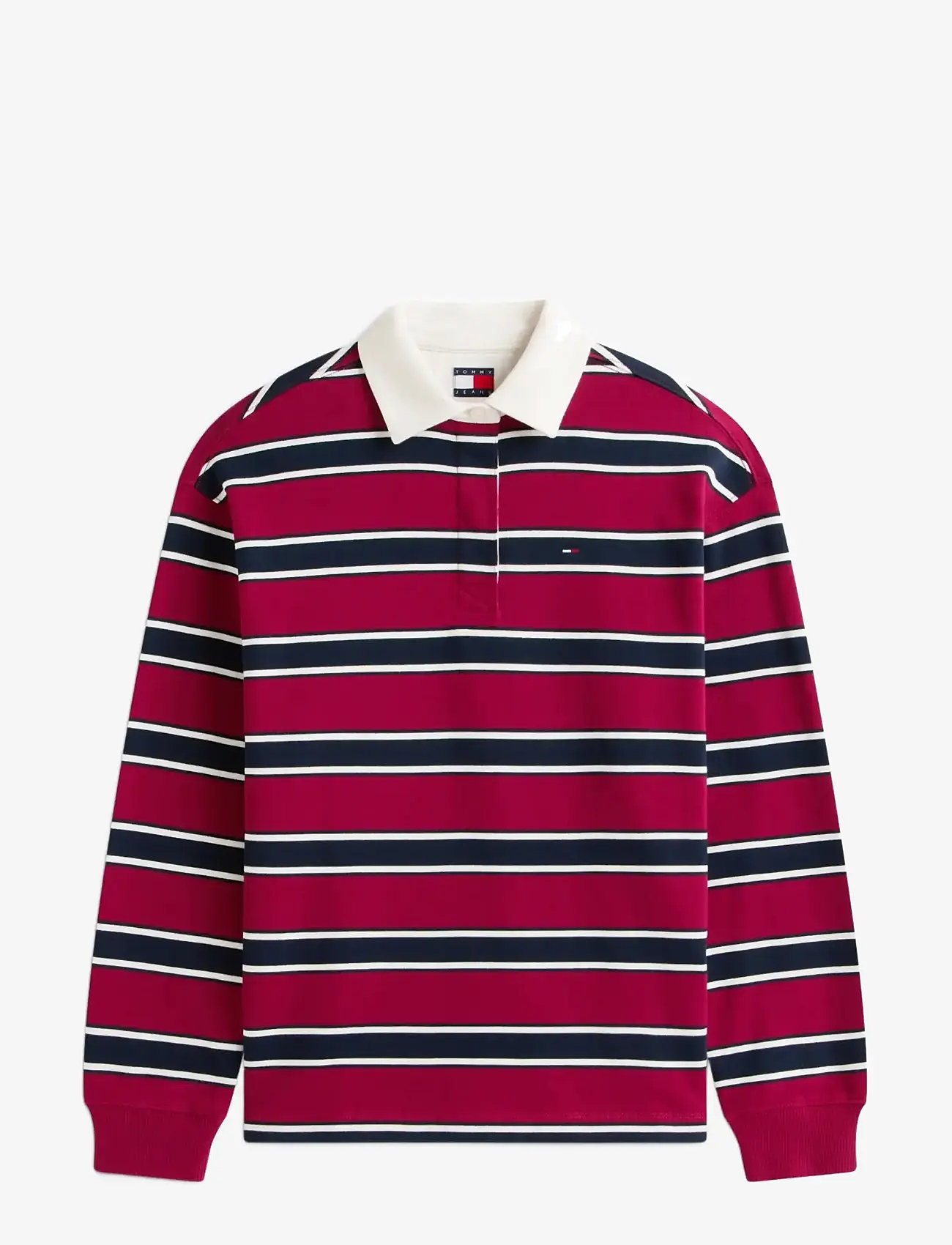 Tommy Jeans - TJW RLX S-FLAG STRIPE RUGBY EXT - dressipluusid - lavish cerise   multi stripe - 1