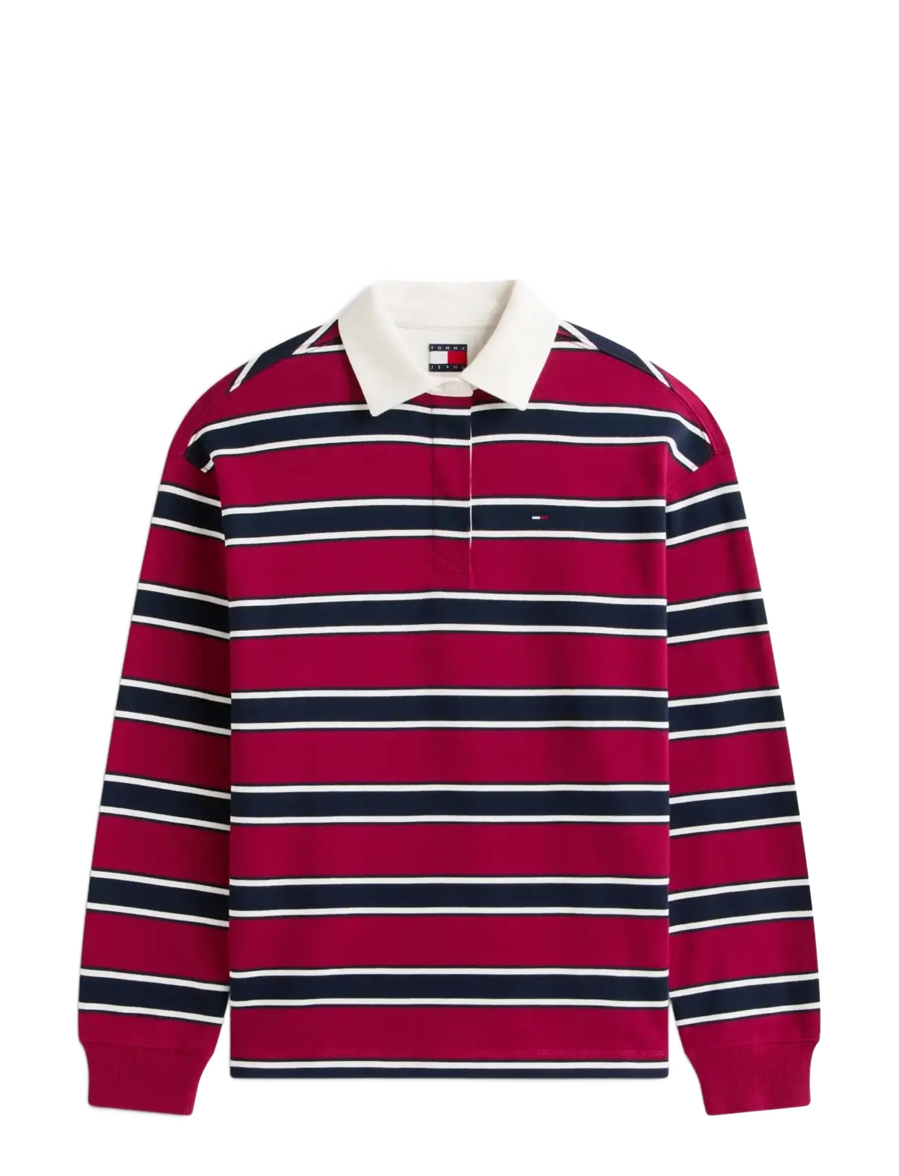 Tommy Jeans TJW RLX S-FLAG STRIPE RUGBY EXT - Sweatshirts - LAVISH CERISE   MULTI STRIPE / multi