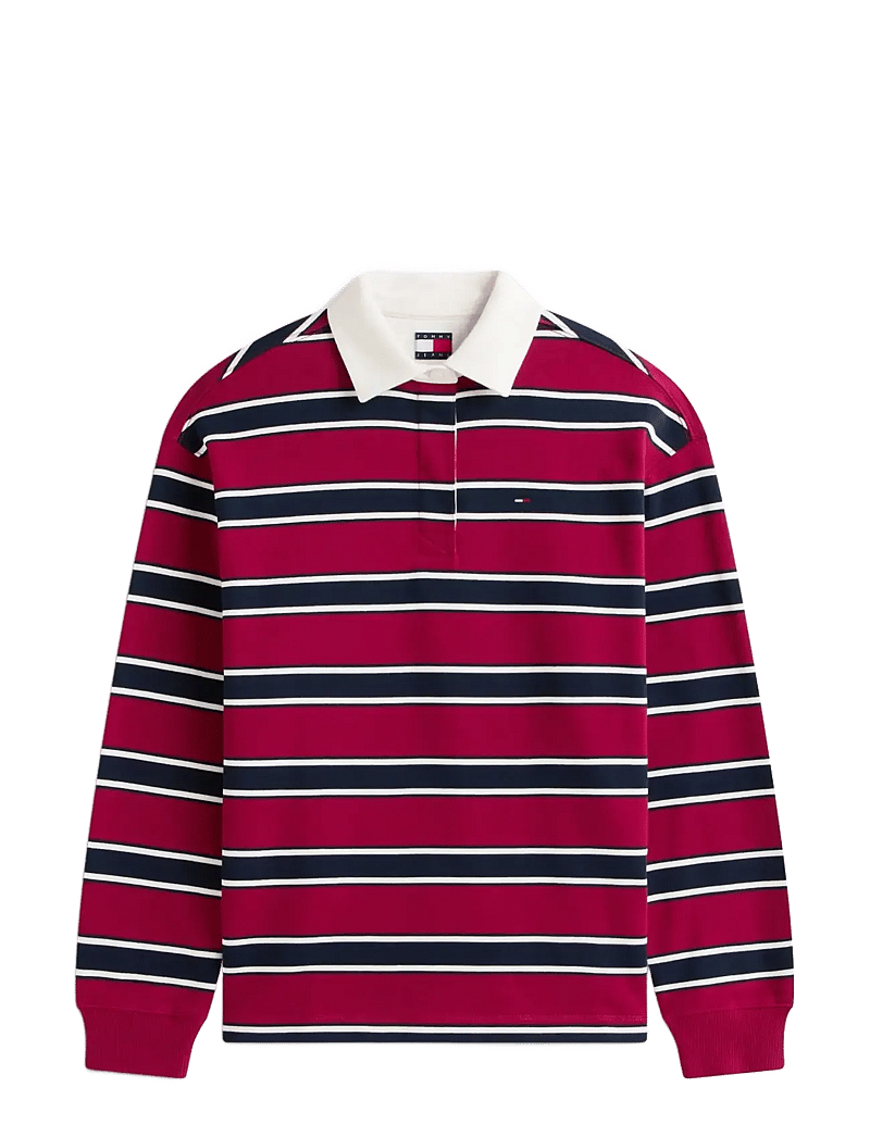 Tommy Jeans - TJW RLX S-FLAG STRIPE RUGBY EXT - dressipluusid - lavish cerise multi stripe - 1