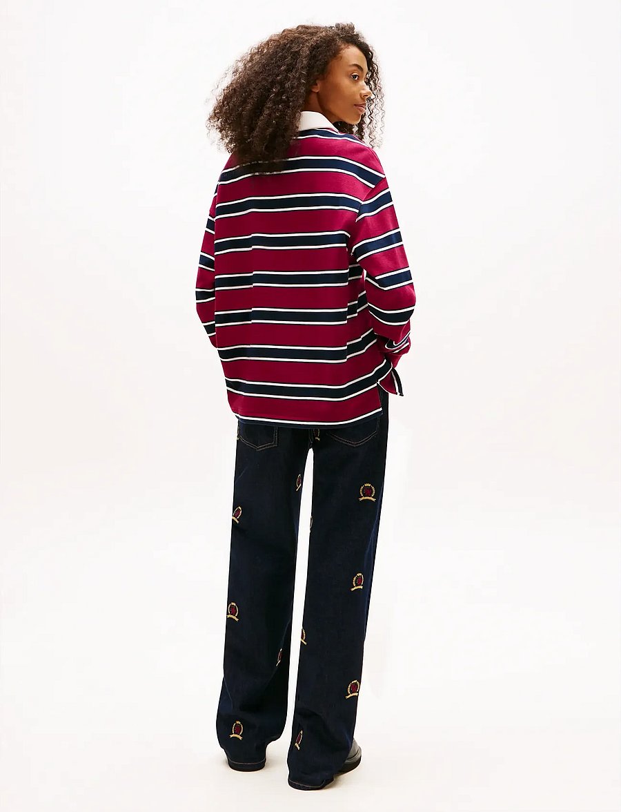 Tommy Jeans - TJW RLX S-FLAG STRIPE RUGBY EXT - hauts à manches longues - lavish cerise multi stripe - 2