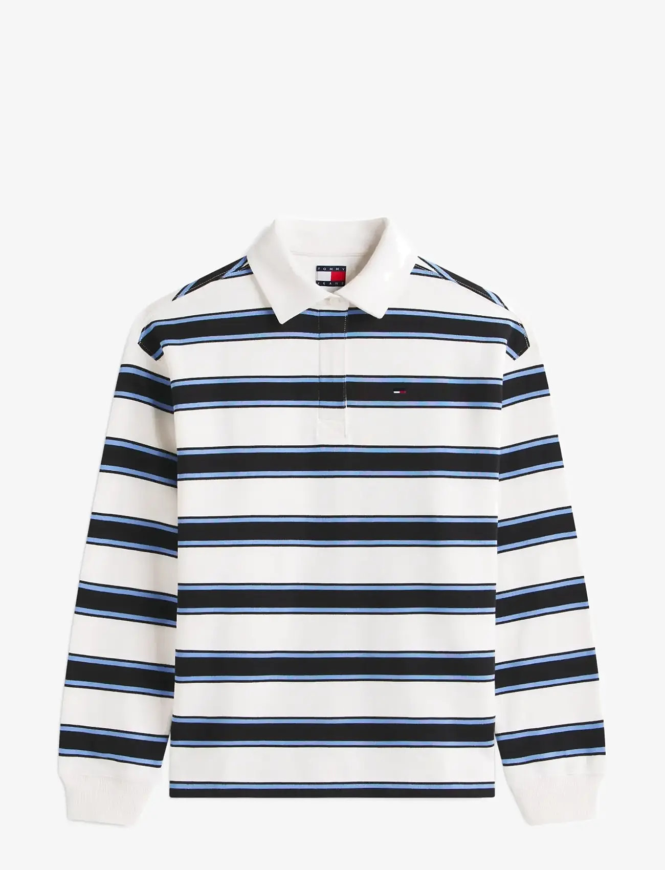 Tommy Jeans - TJW RLX S-FLAG STRIPE RUGBY EXT - langärmlige tops - ecru   multi stripe - 1