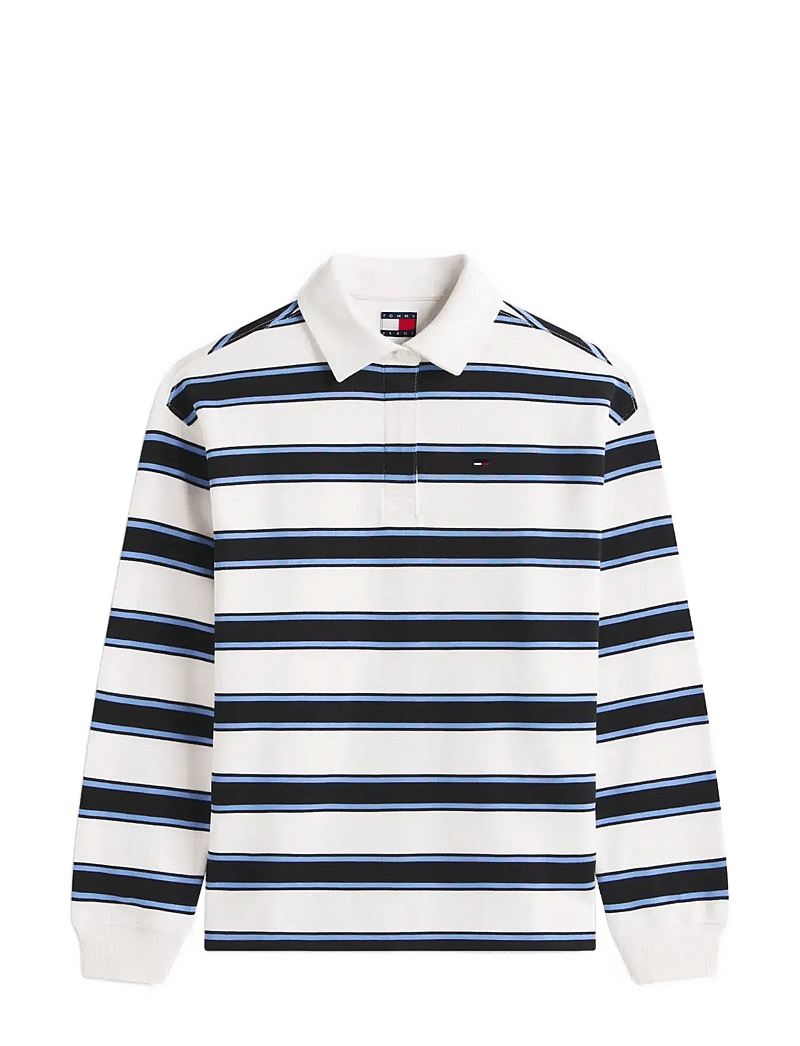 Tommy Jeans - TJW RLX S-FLAG STRIPE RUGBY EXT - langærmede toppe - ecru multi stripe - 1