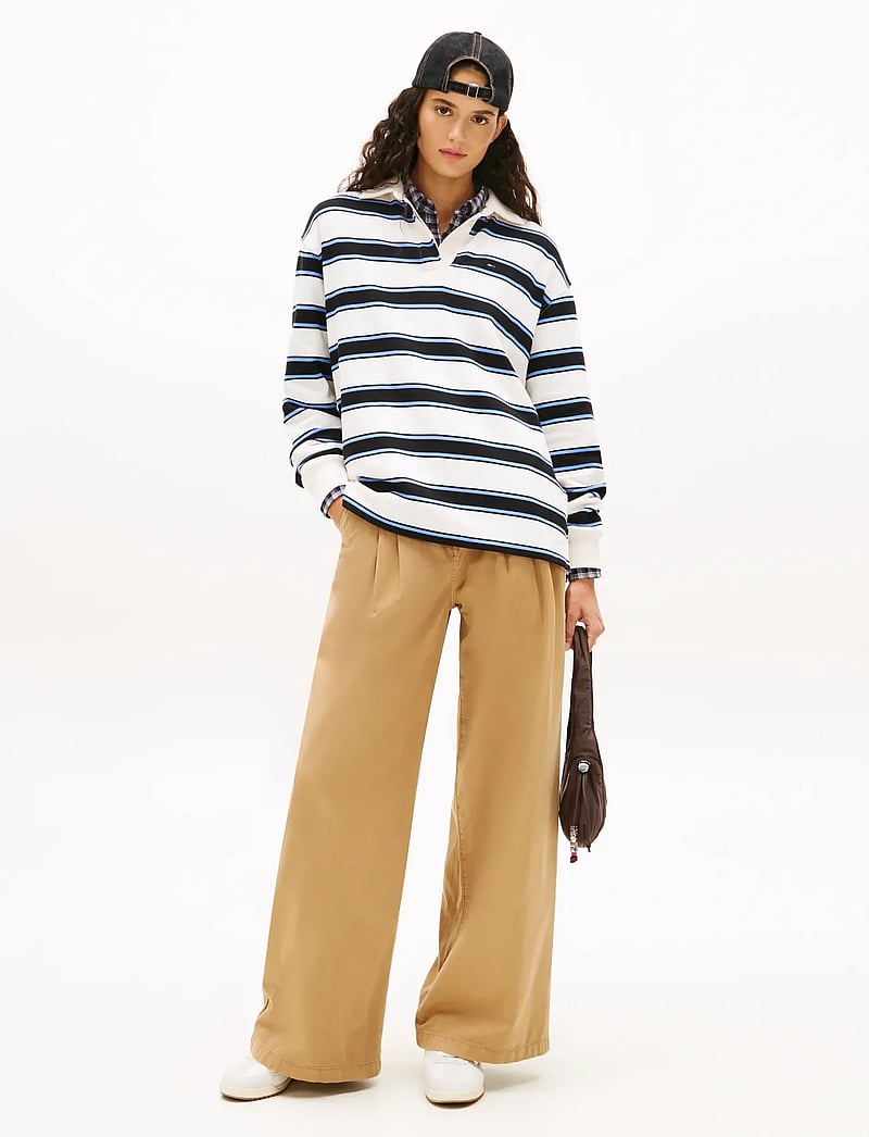 Tommy Jeans - TJW RLX S-FLAG STRIPE RUGBY EXT - langærmede toppe - ecru multi stripe - 3