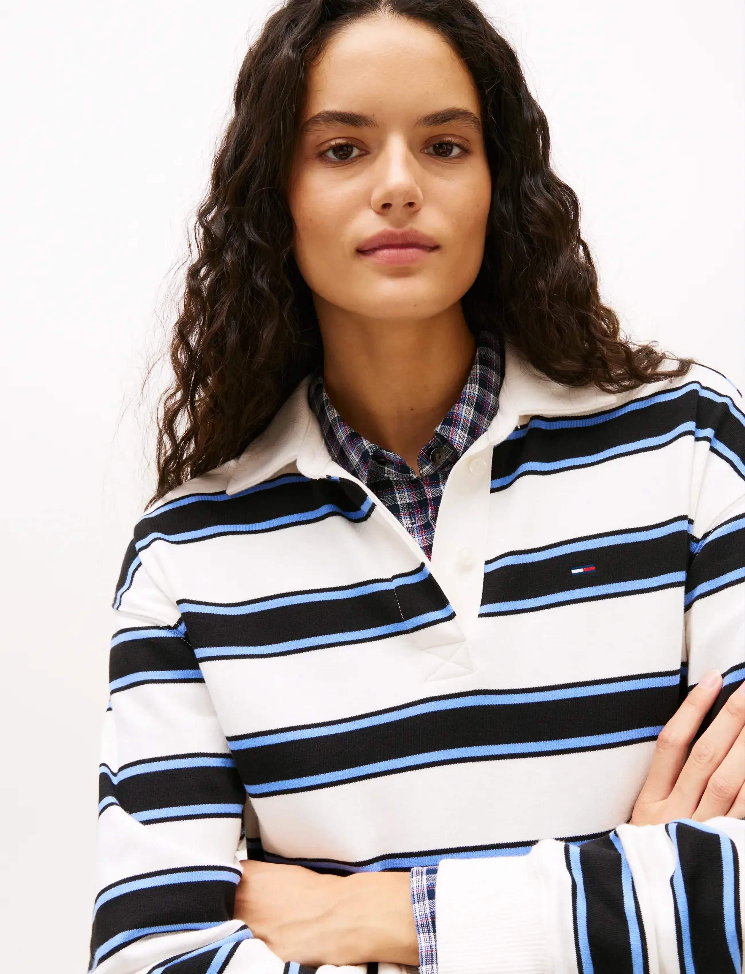 Tommy Jeans - TJW RLX S-FLAG STRIPE RUGBY EXT - långärmade toppar - ecru   multi stripe - 4