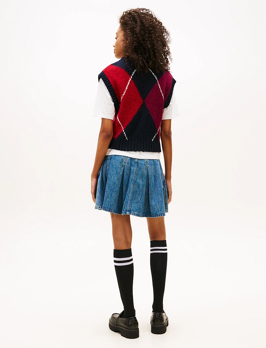 Tommy Jeans - TJW ARGYLE SWEATER VEST - gestrickte westen - dark night navy - 2