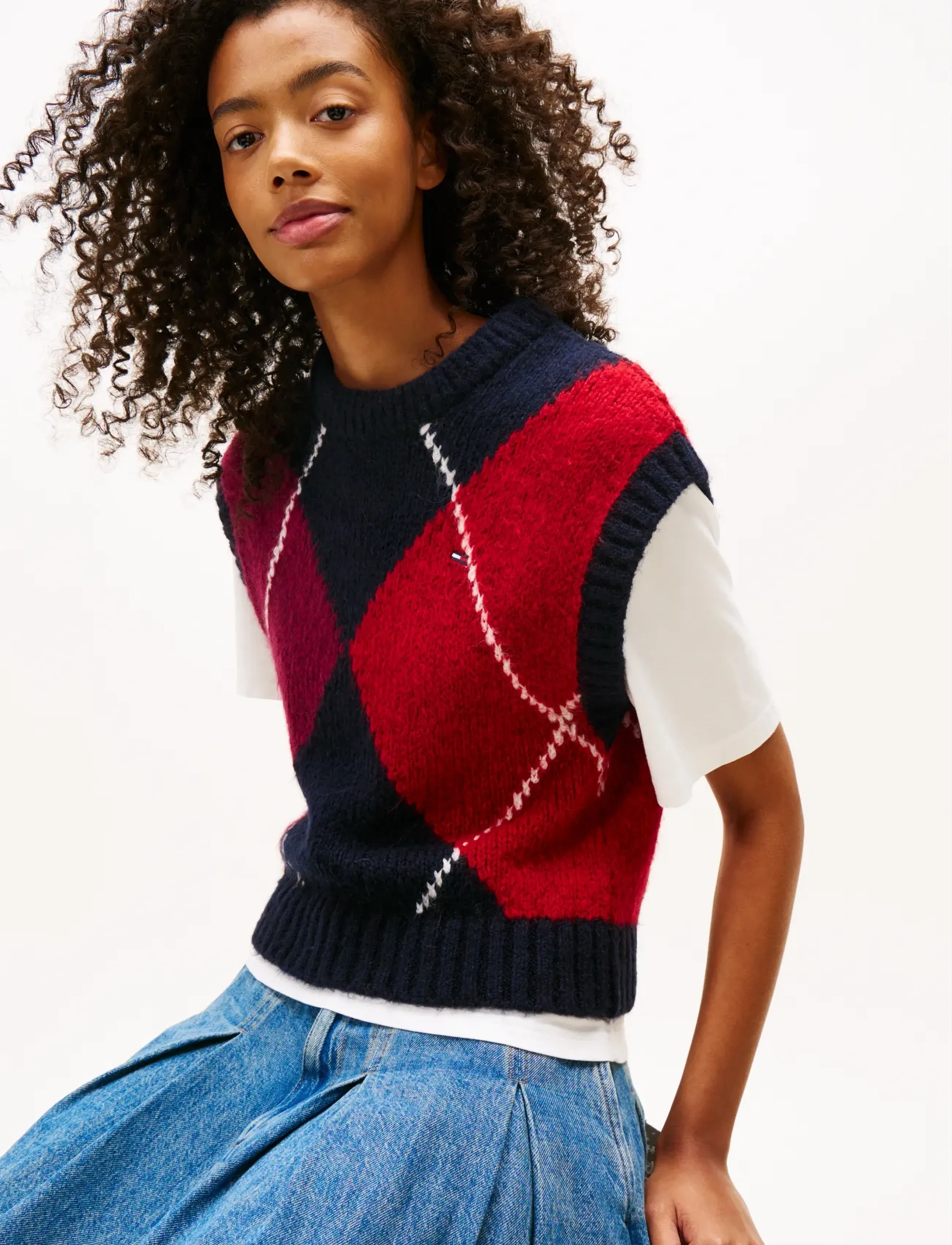Tommy Jeans - TJW ARGYLE SWEATER VEST - gestrickte westen - dark night navy - 4