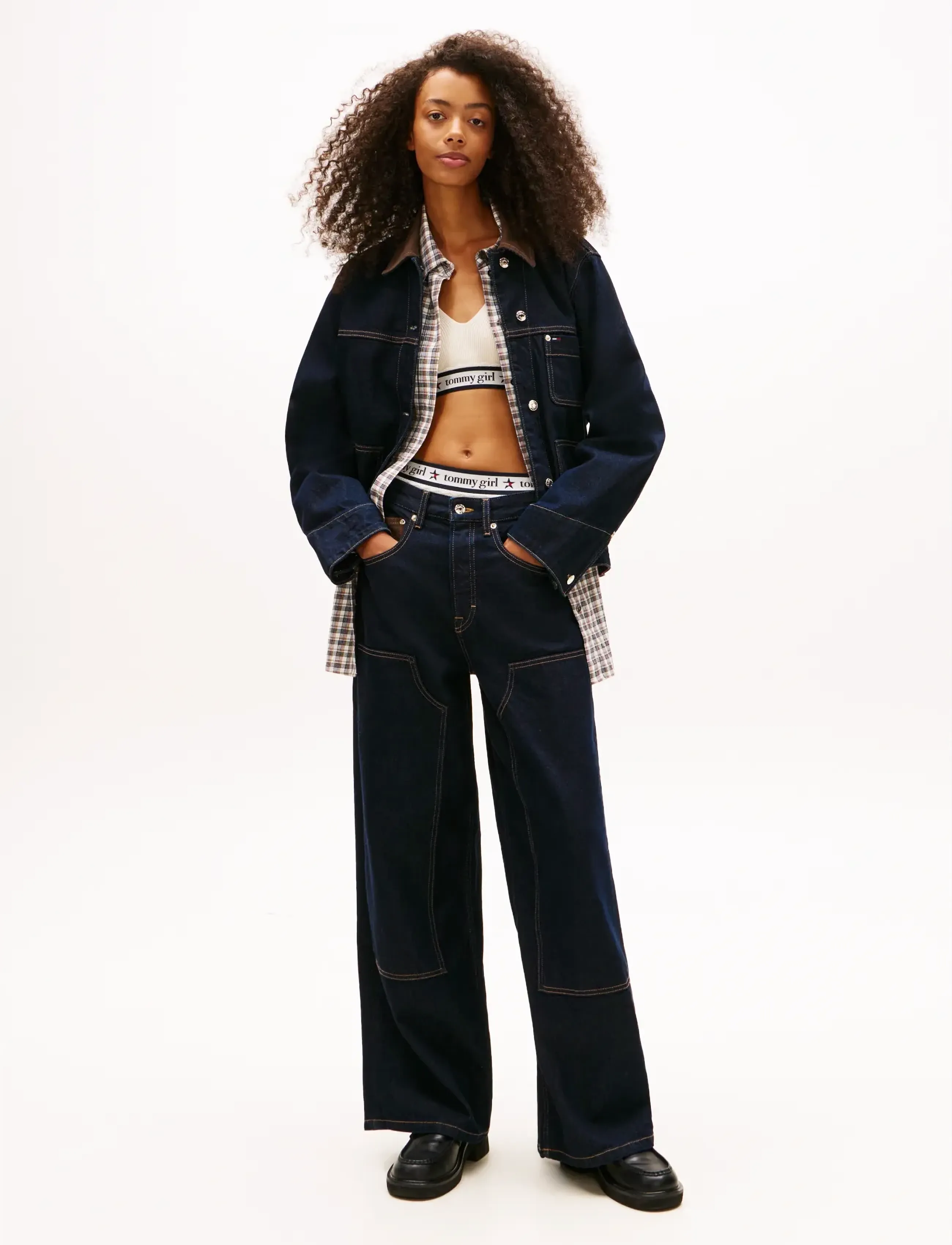 Tommy Jeans CHARLIE MR LS WD KNEE CBF EI6050 - Sügisjakid - DENIM DARK / navy