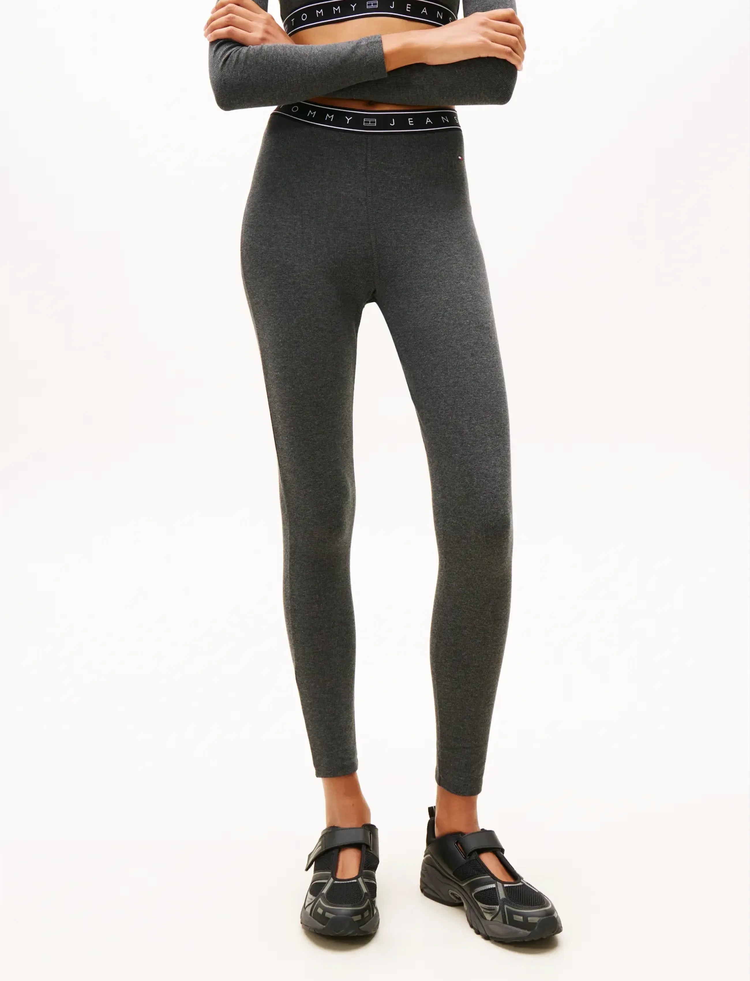 Tommy Jeans TJW BRANDED TAPE LEGGINGS - Kleidung - DK GREY HTR / grey