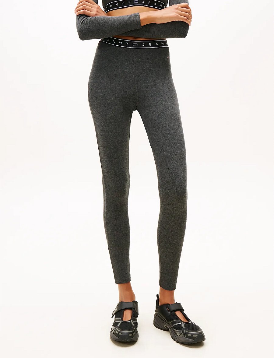 Tommy Jeans - TJW BRANDED TAPE LEGGINGS - retuusid - dk grey htr - 0