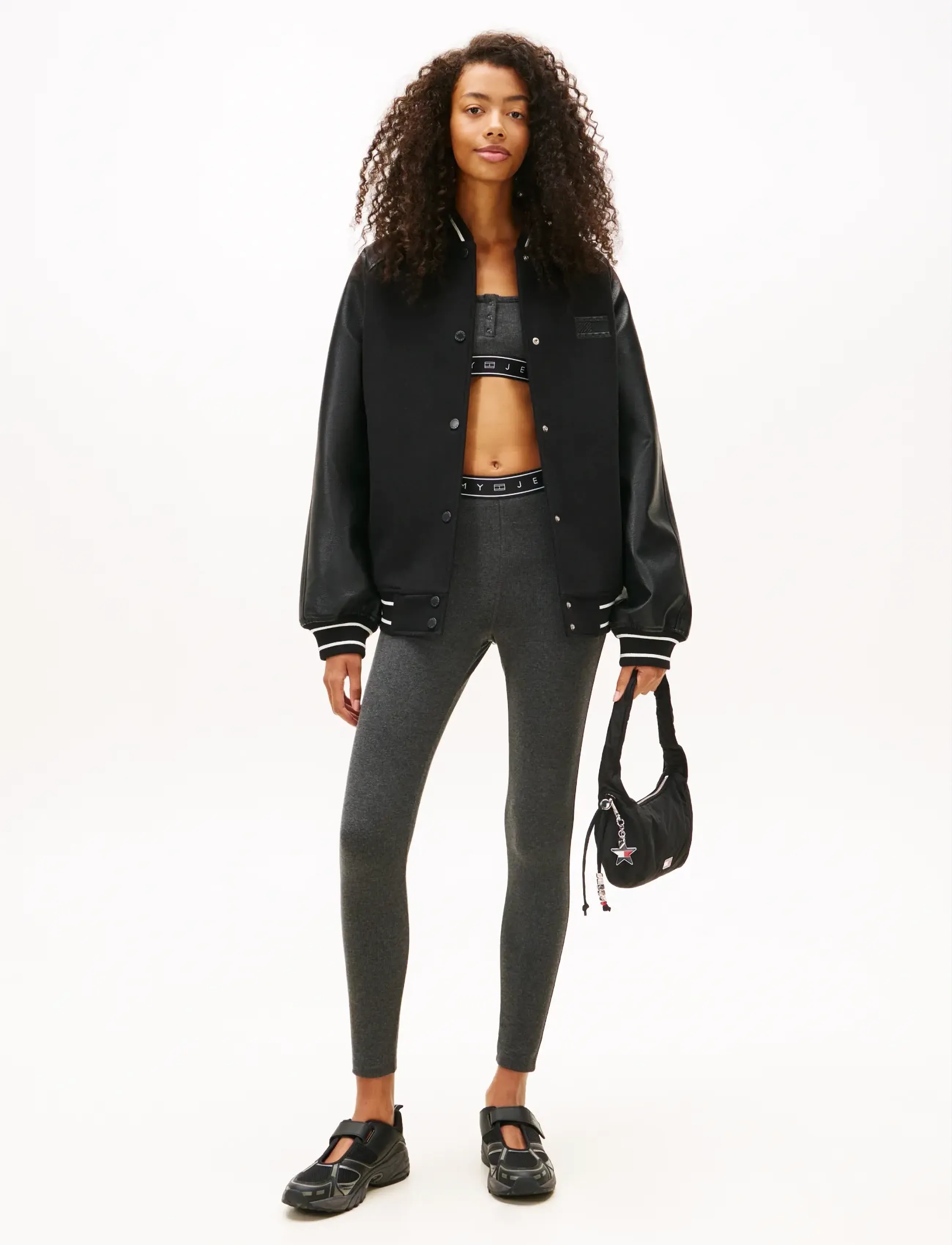 Tommy Jeans - TJW BRANDED TAPE LEGGINGS - leggings - dk grey htr - 3