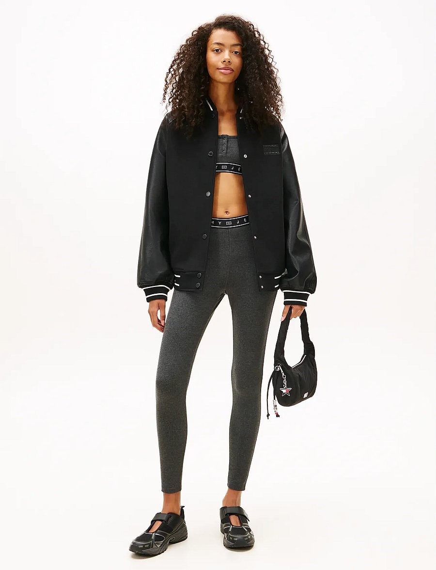 Tommy Jeans - TJW BRANDED TAPE LEGGINGS - retuusid - dk grey htr - 3
