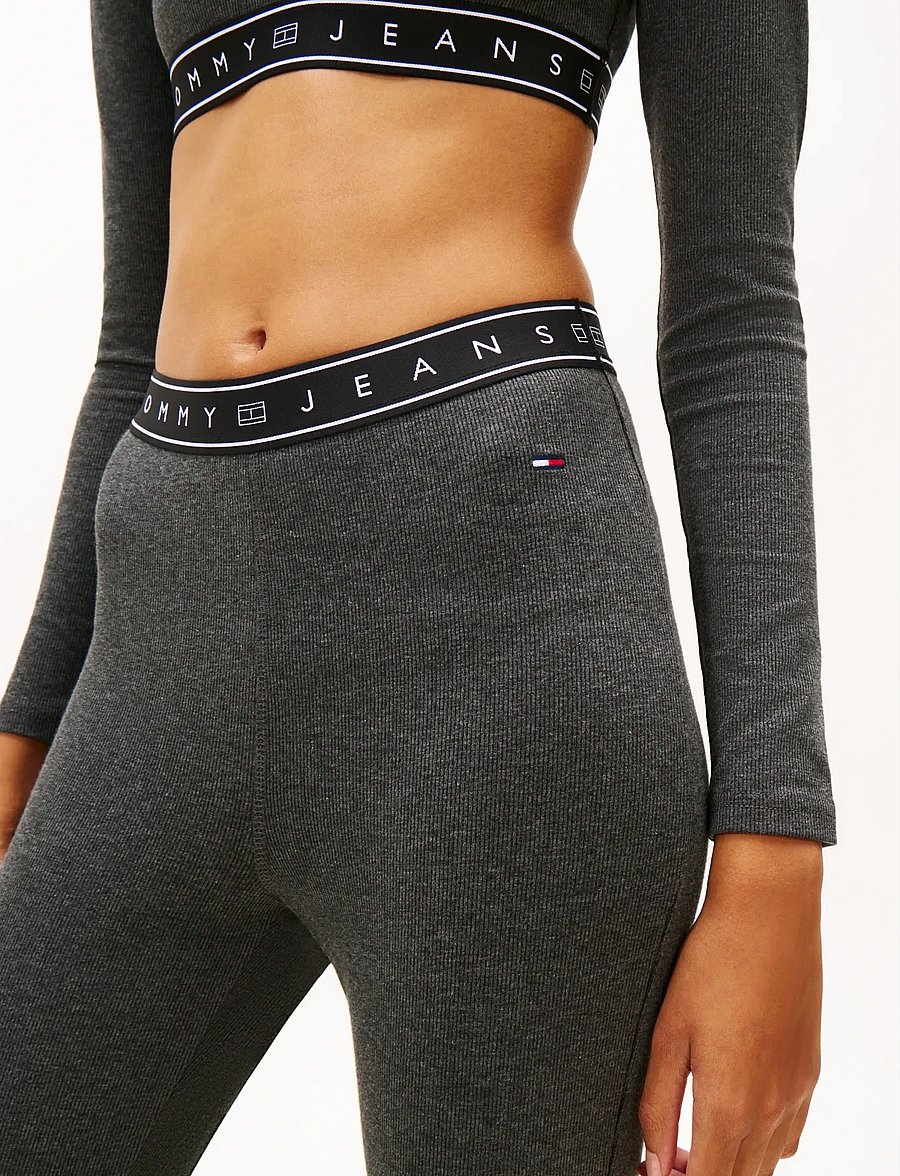 Tommy Jeans - TJW BRANDED TAPE LEGGINGS - retuusid - dk grey htr - 4