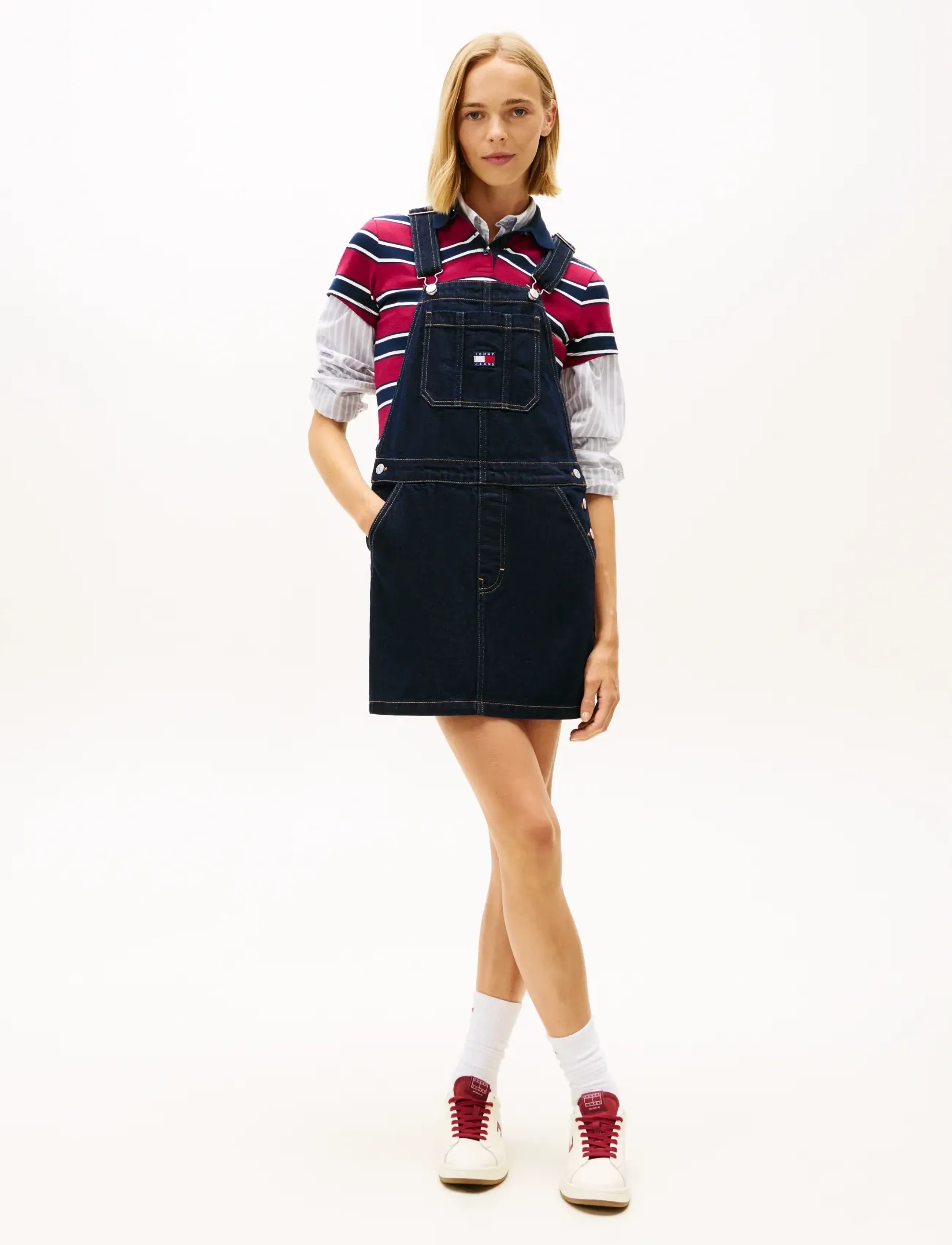 Tommy Jeans Dungaree Denim Dress Ei5050 Ext, XL, Navy, Kjoler > Jeans-Kjoler, Dame