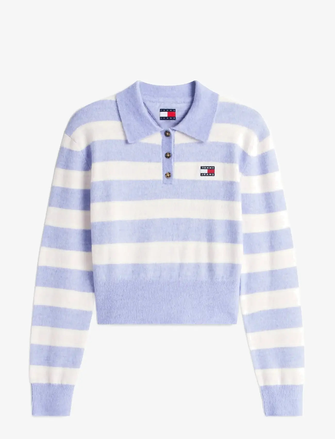 Tommy Jeans - TJW FLUFFY POLO SWEATER - striktrøjer - periwinkle dust   multi stripe - 1