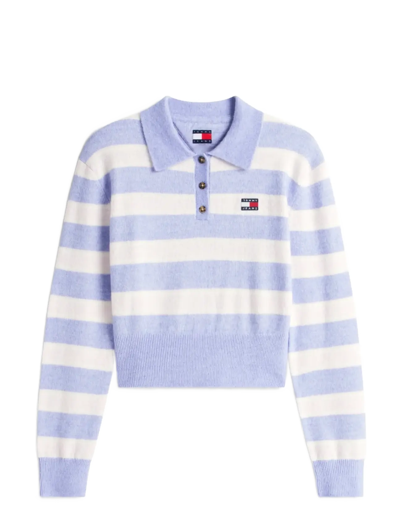 Tommy Jeans TJW FLUFFY POLO SWEATER - Pullover - PERIWINKLE DUST   MULTI STRIPE / purple