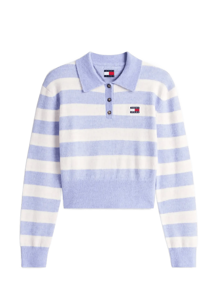 Tommy Jeans - TJW FLUFFY POLO SWEATER - kampsunid - periwinkle dust multi stripe - 1