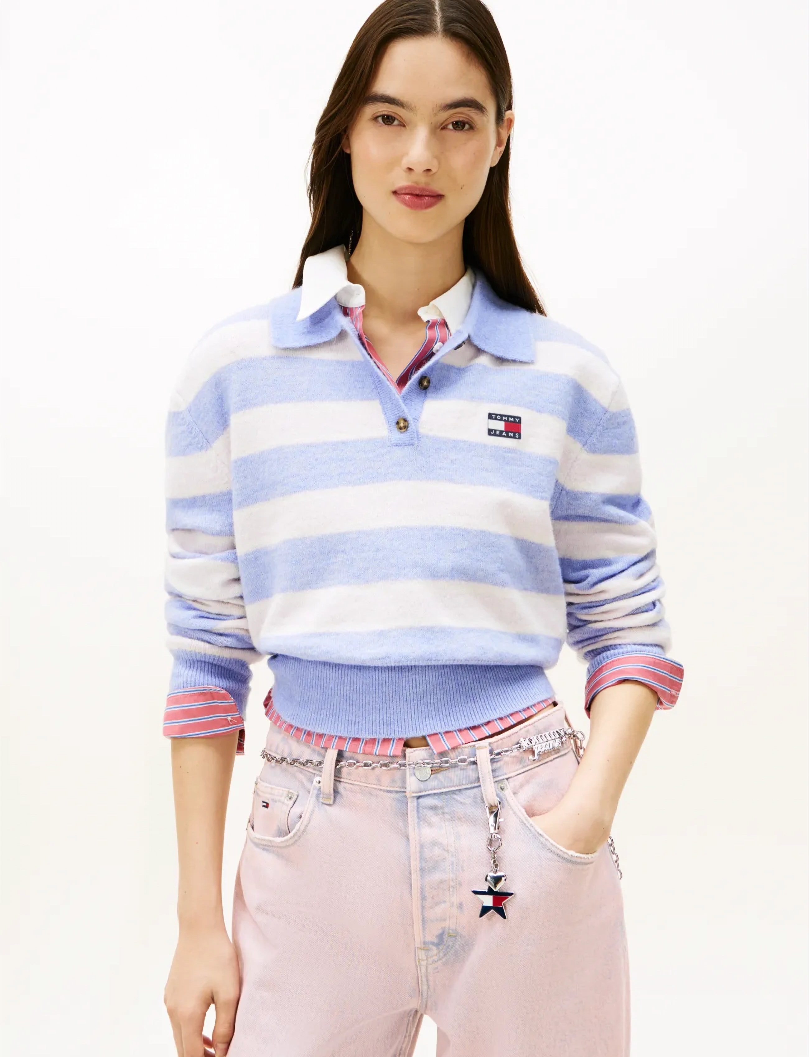 Tommy Jeans Tjw Fluffy Polo Sweater, M, Knitwear, Lila - Jumpers, Frauen