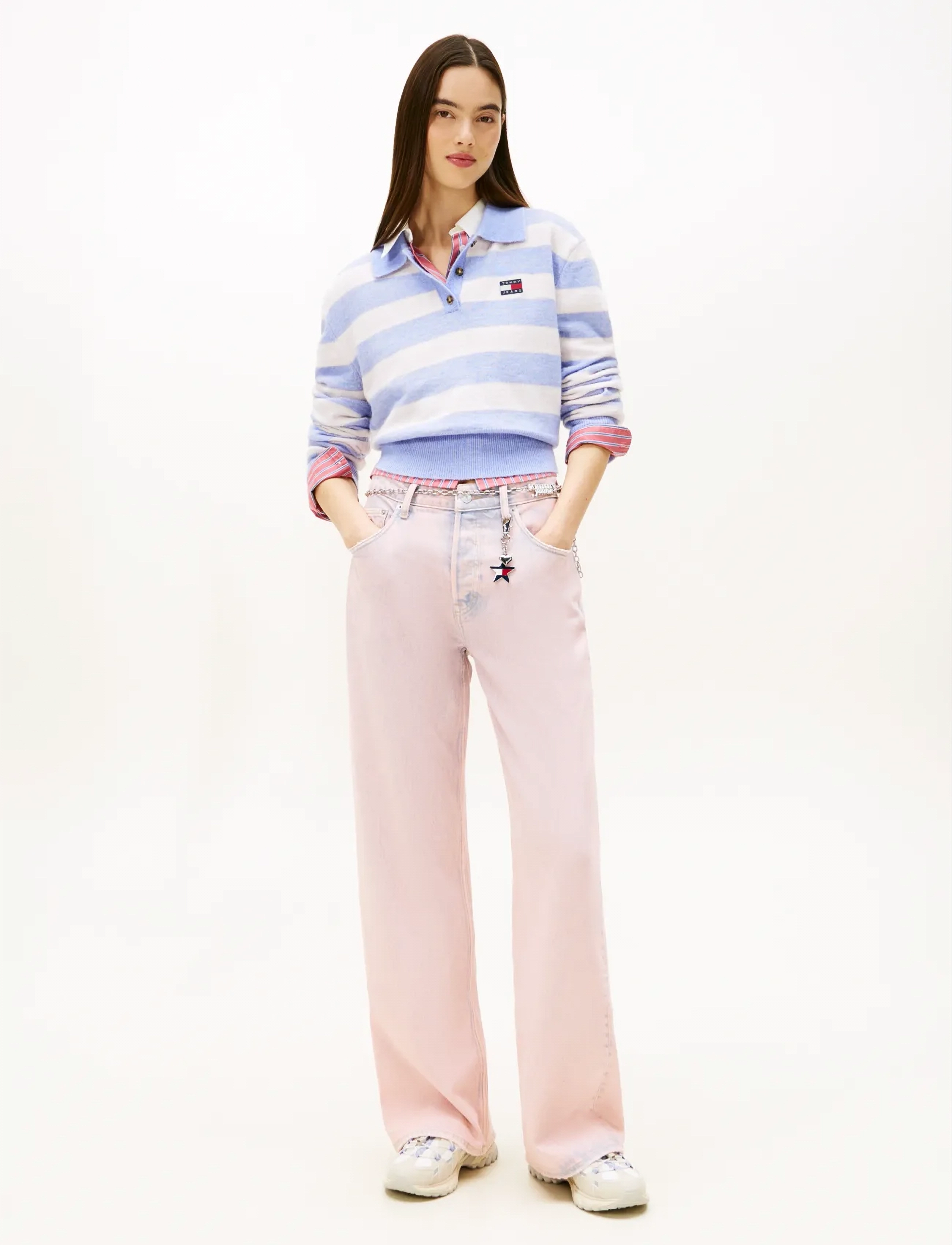 Tommy Jeans - TJW FLUFFY POLO SWEATER - sviitrid - periwinkle dust   multi stripe - 2