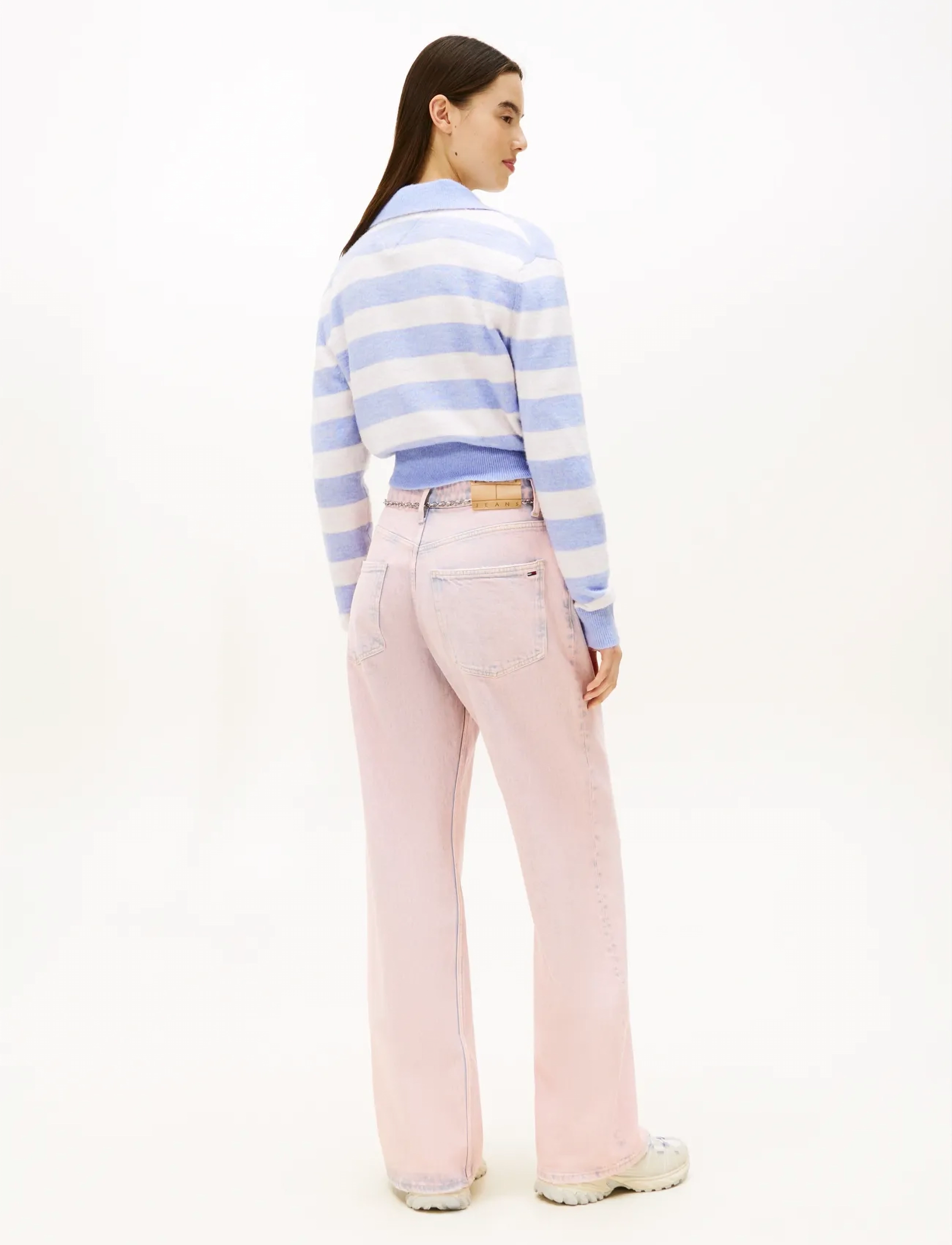 Tommy Jeans - TJW FLUFFY POLO SWEATER - sviitrid - periwinkle dust   multi stripe - 3