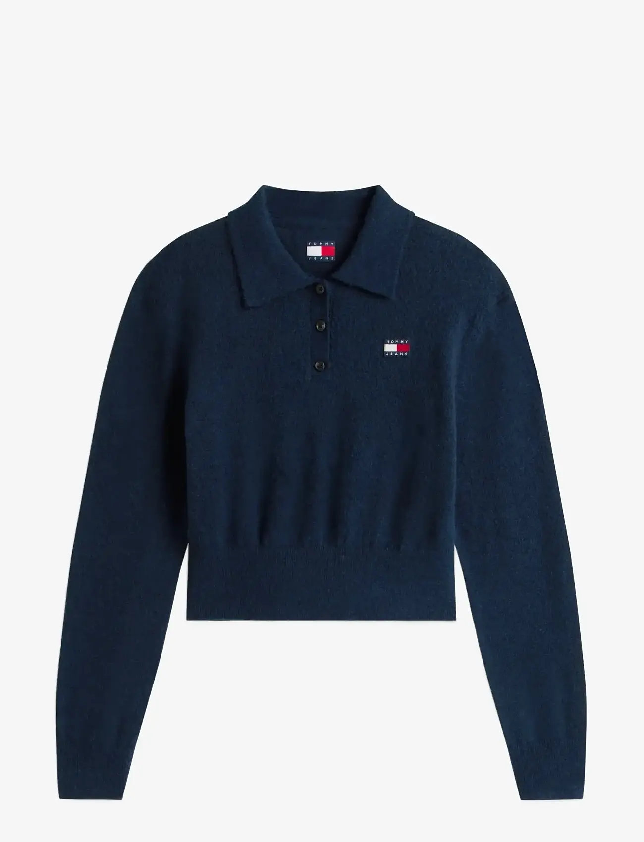 Tommy Jeans - TJW FLUFFY POLO SWEATER - stickade tröjor - dark night navy - 1
