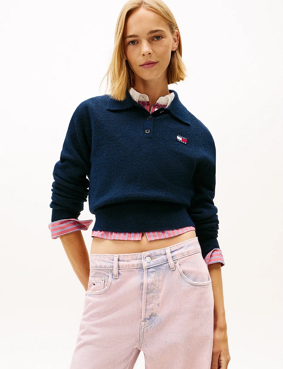 Tommy Jeans - TJW FLUFFY POLO SWEATER - pullover - dark night navy - 0