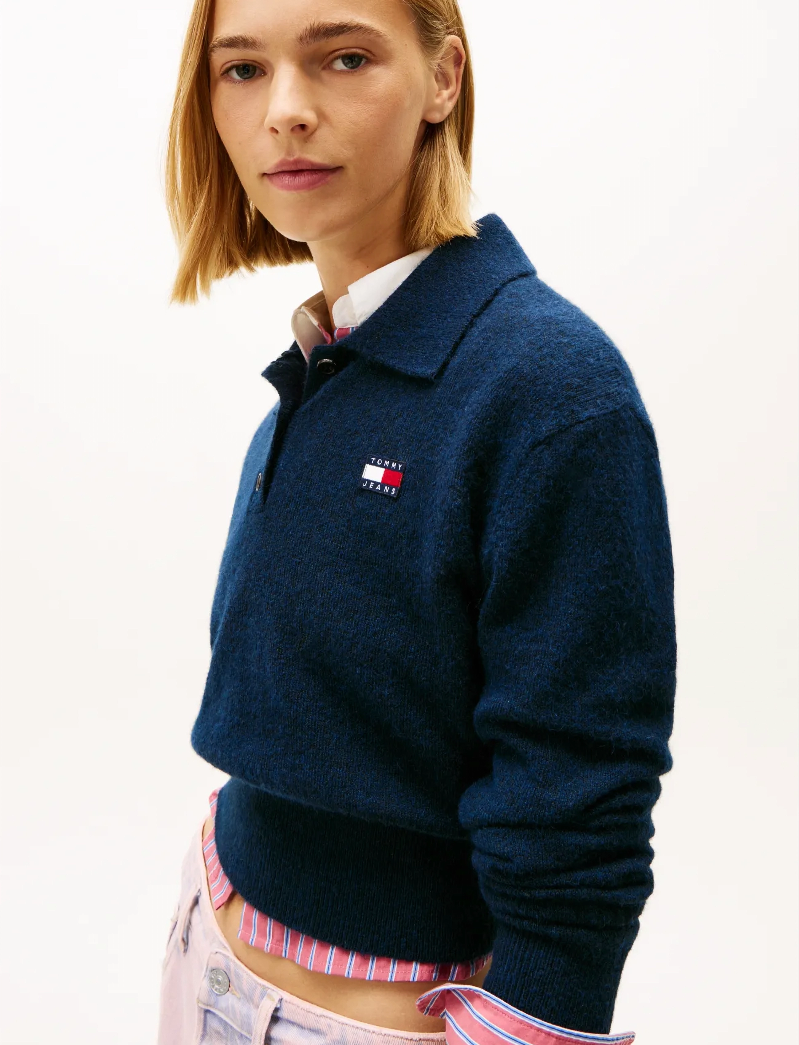Tommy Jeans - TJW FLUFFY POLO SWEATER - megztiniai - dark night navy - 4