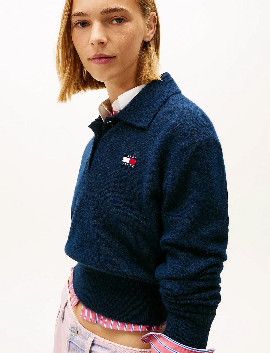 Tommy Jeans - TJW FLUFFY POLO SWEATER - pullover - dark night navy - 4