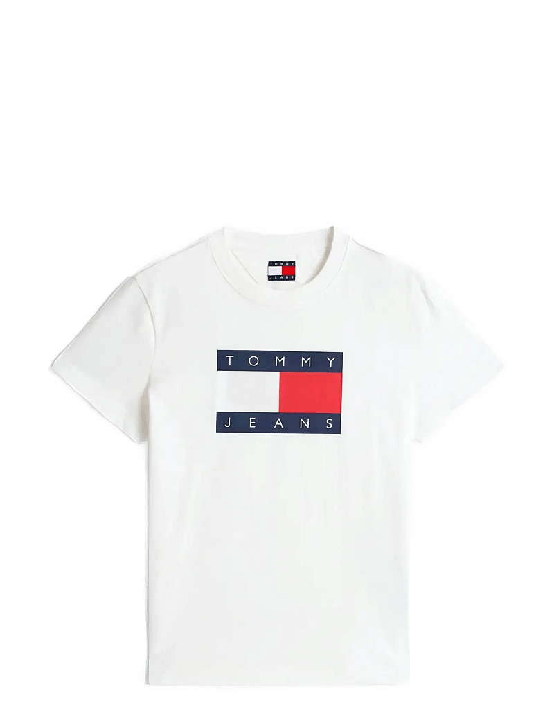 Tommy Jeans - TJW REG TJ FLAG SS TEE - short-sleeved shirts - ecru - 1