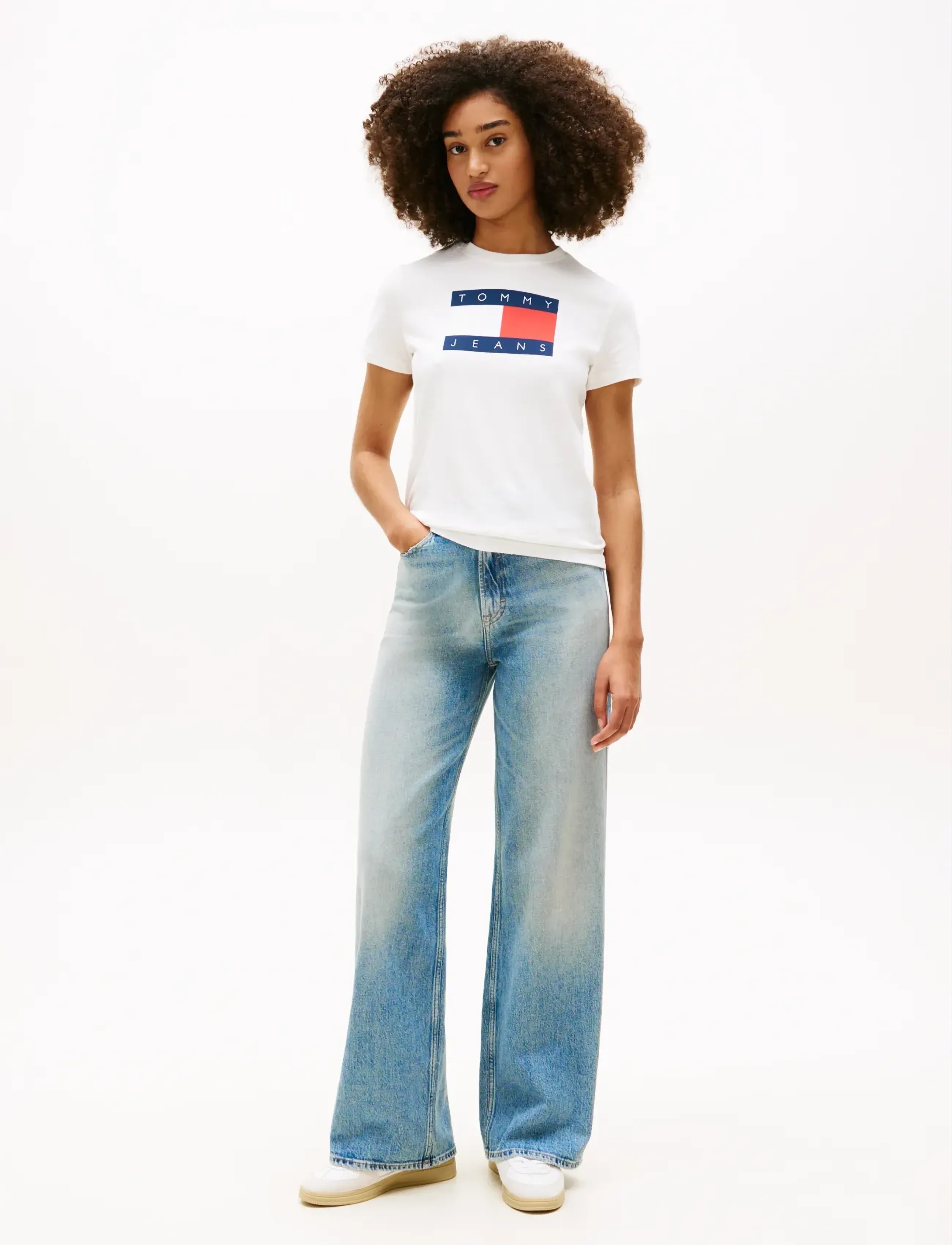 Tommy Jeans - TJW REG TJ FLAG SS TEE - short-sleeved shirts - ecru - 3
