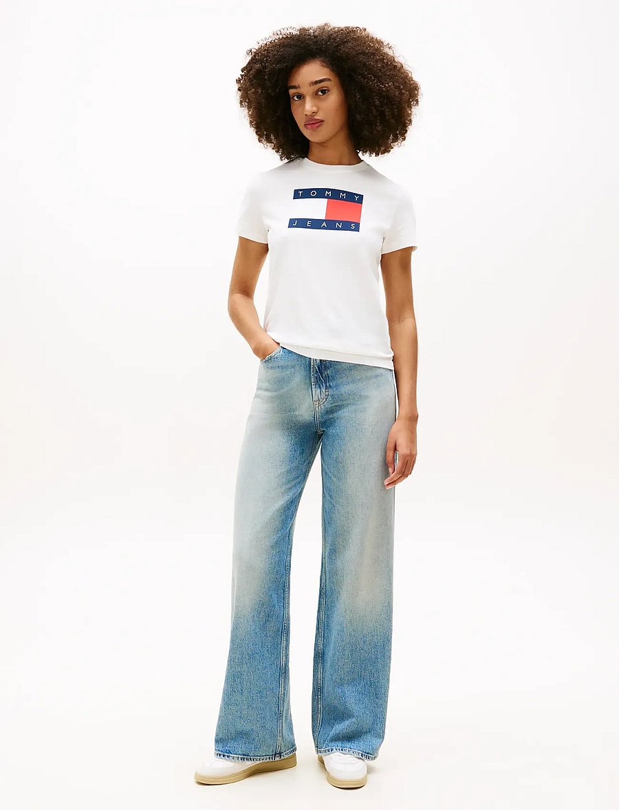 Tommy Jeans - TJW REG TJ FLAG SS TEE - lühikeste varrukatega särgid - ecru - 3