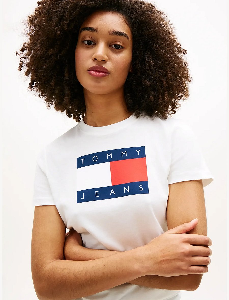 Tommy Jeans - TJW REG TJ FLAG SS TEE - lühikeste varrukatega särgid - ecru - 4